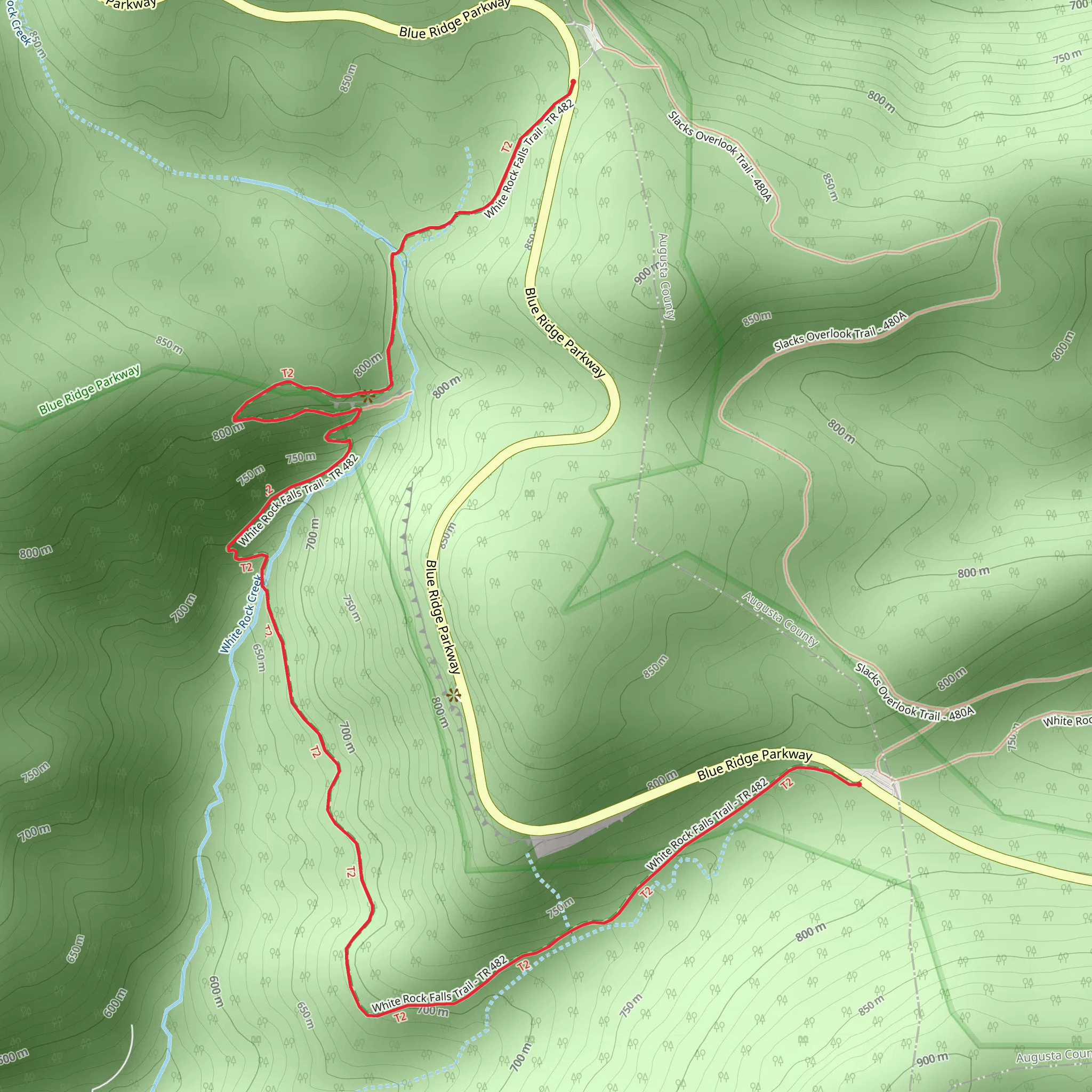 White Rock Falls Trail mobile static map