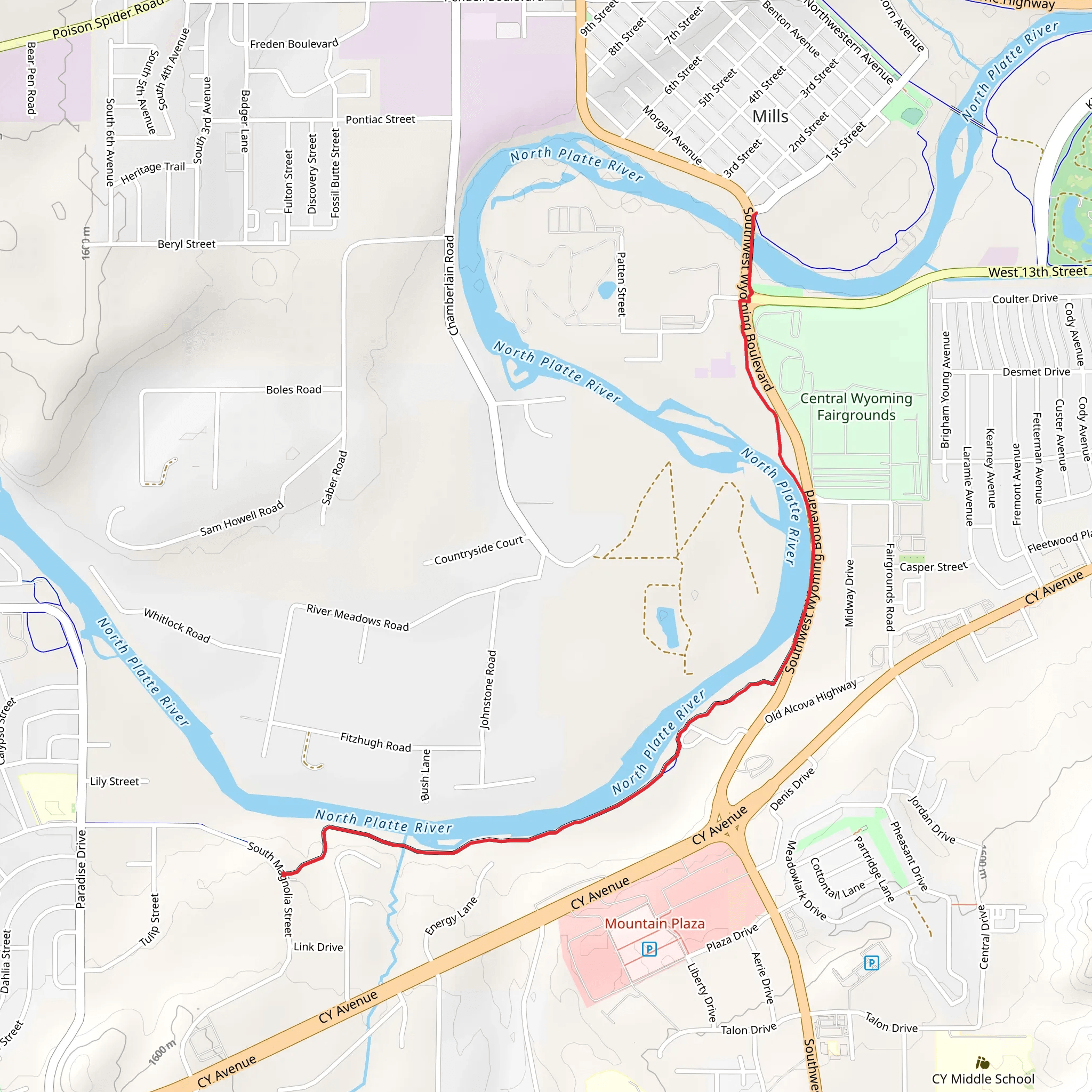 Platte River Parkway Trail mobile static map