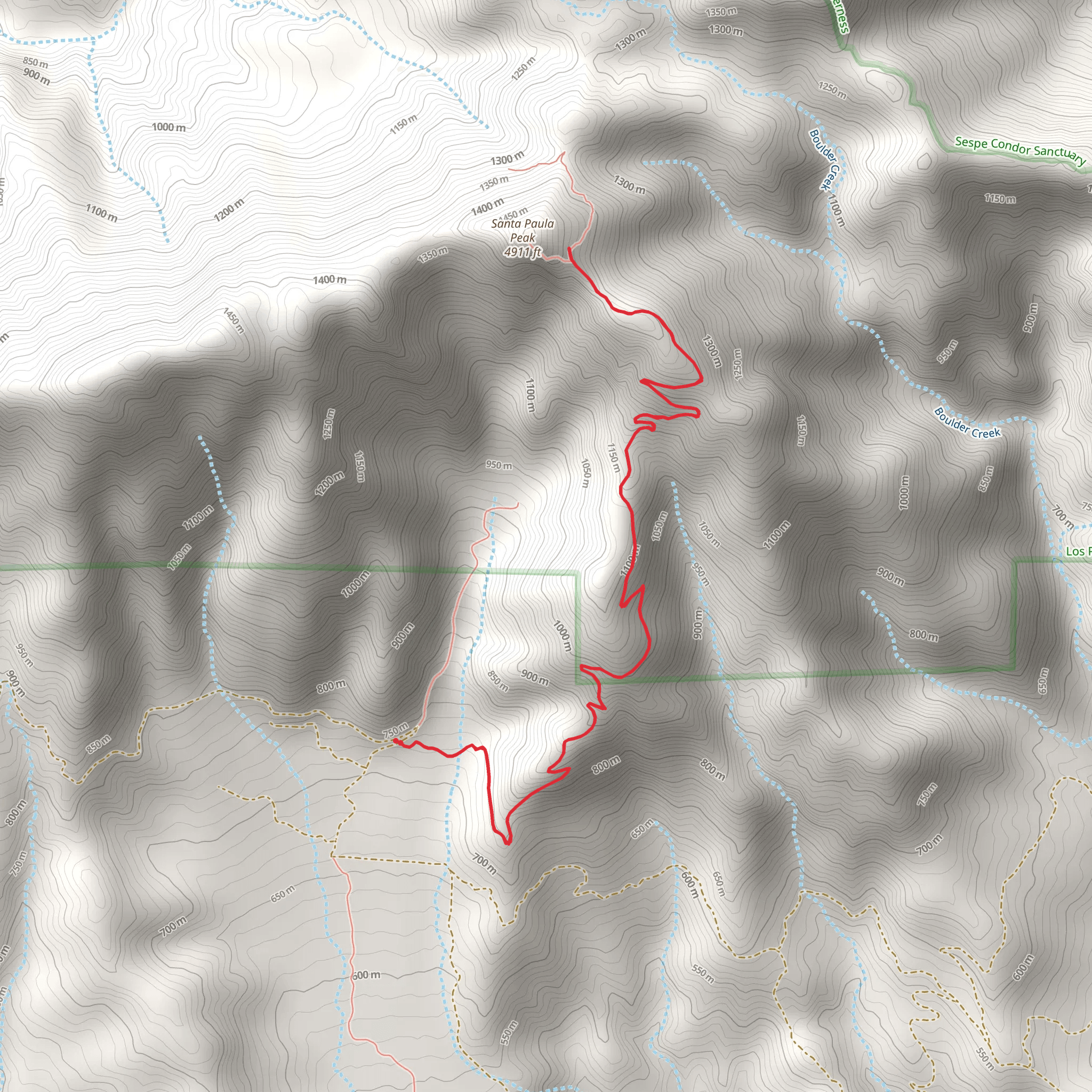 Santa Paula Peak Trail mobile static map