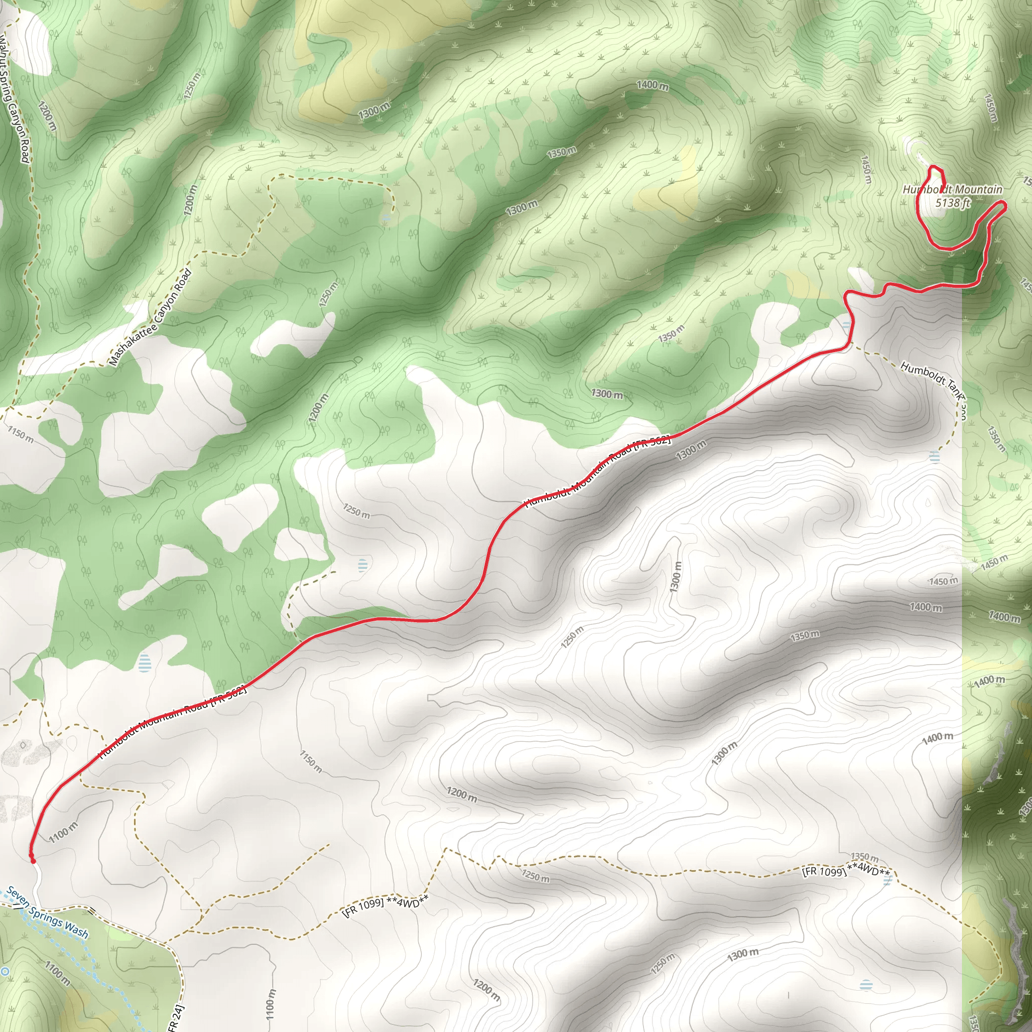 Humboldt Mountain Out and Back mobile static map