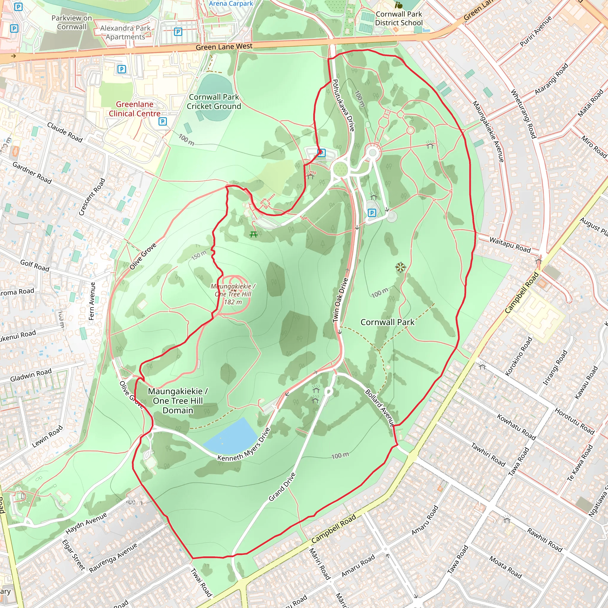Cornwall Park Outer Loop mobile static map