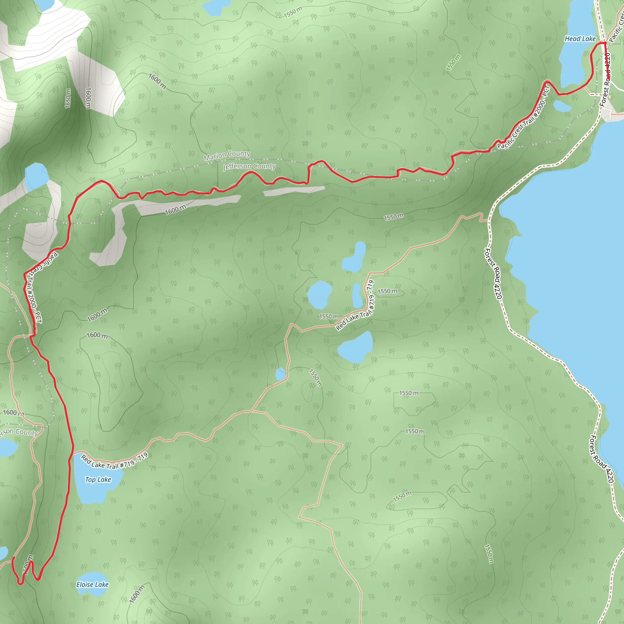 Top Lake via PCT mobile static map