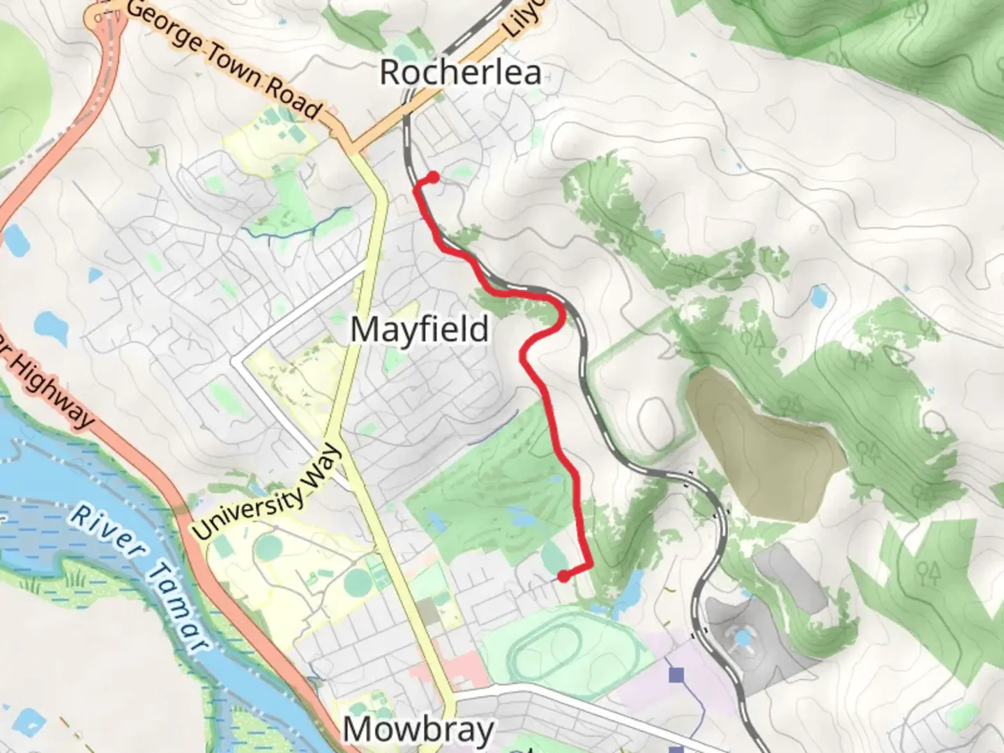 An image depicting the trail Rocherlea Old Rail Trail and its surrounding area.