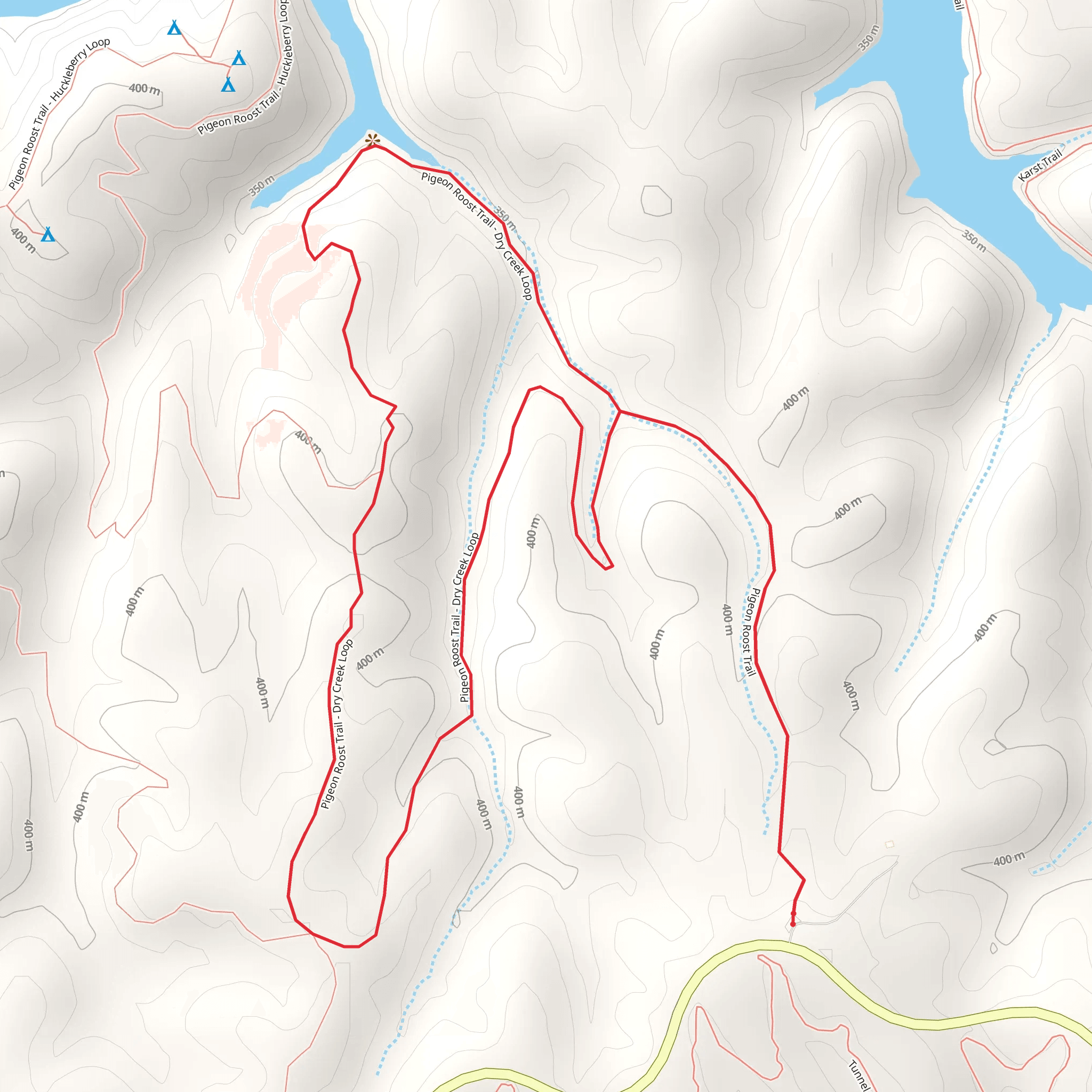 Pigeon Roost Trail - Dry Creek Short Loop mobile static map