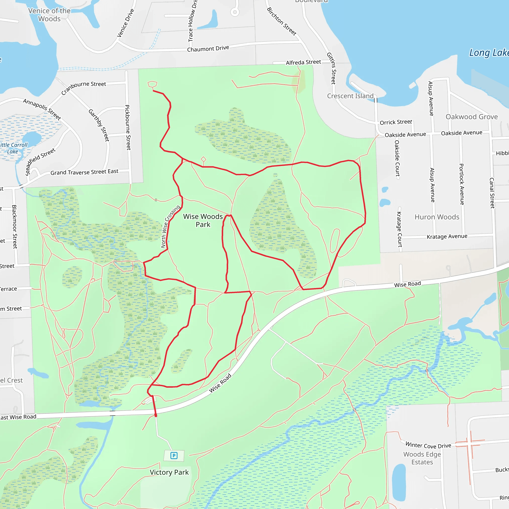 Wise Woods Park Loop mobile static map