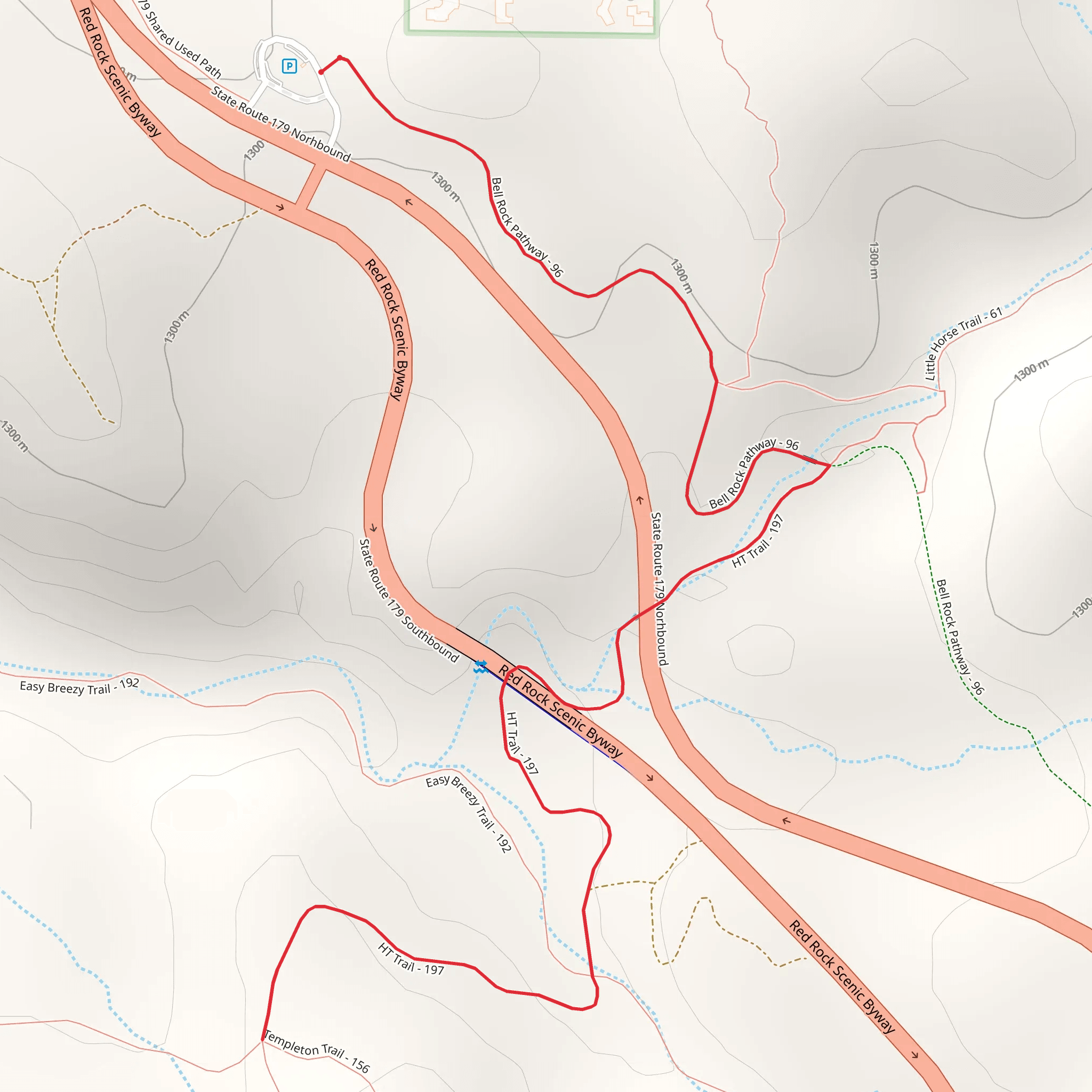 HT Trail via Bell Rock Pathway Trail mobile static map