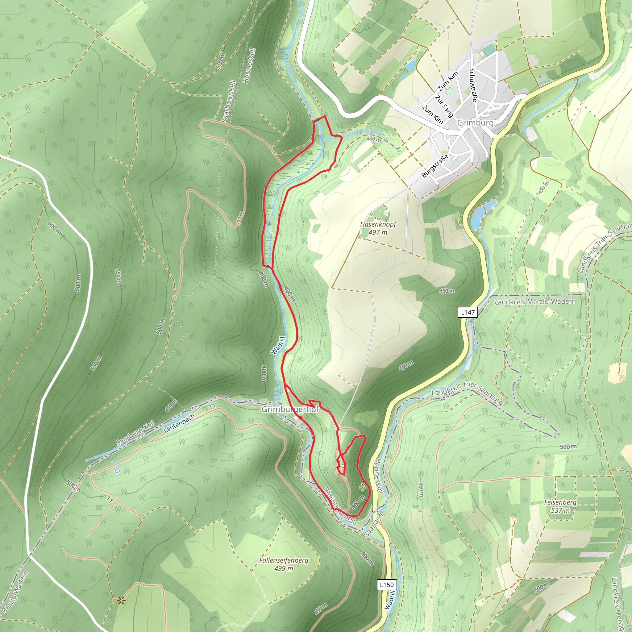 Burg Grimburg and Kell 2 Loop mobile static map