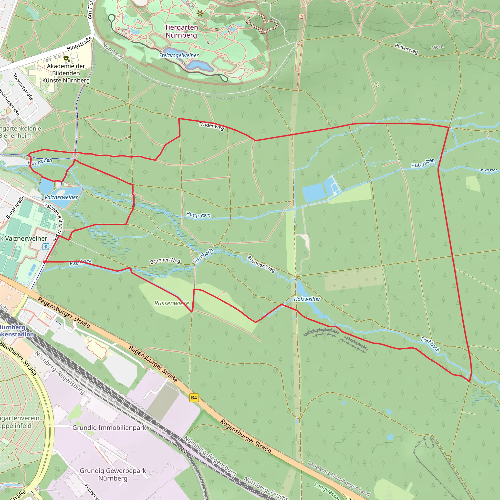 Reichswaldweg, Trudenweg and Valznerweiher Loop mobile static map