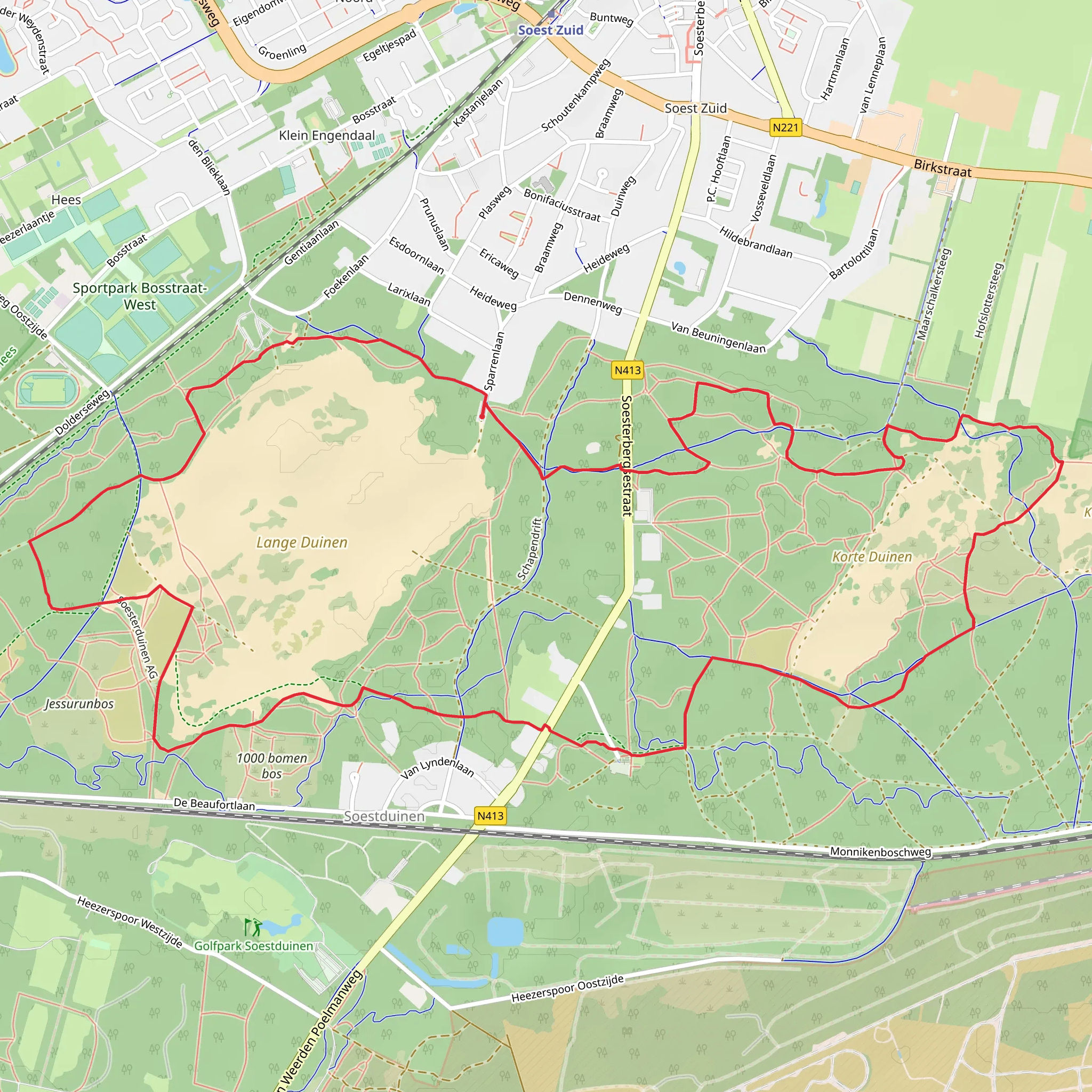 Marskramerpad and Natuurpad De Lange Duinen Loop mobile static map