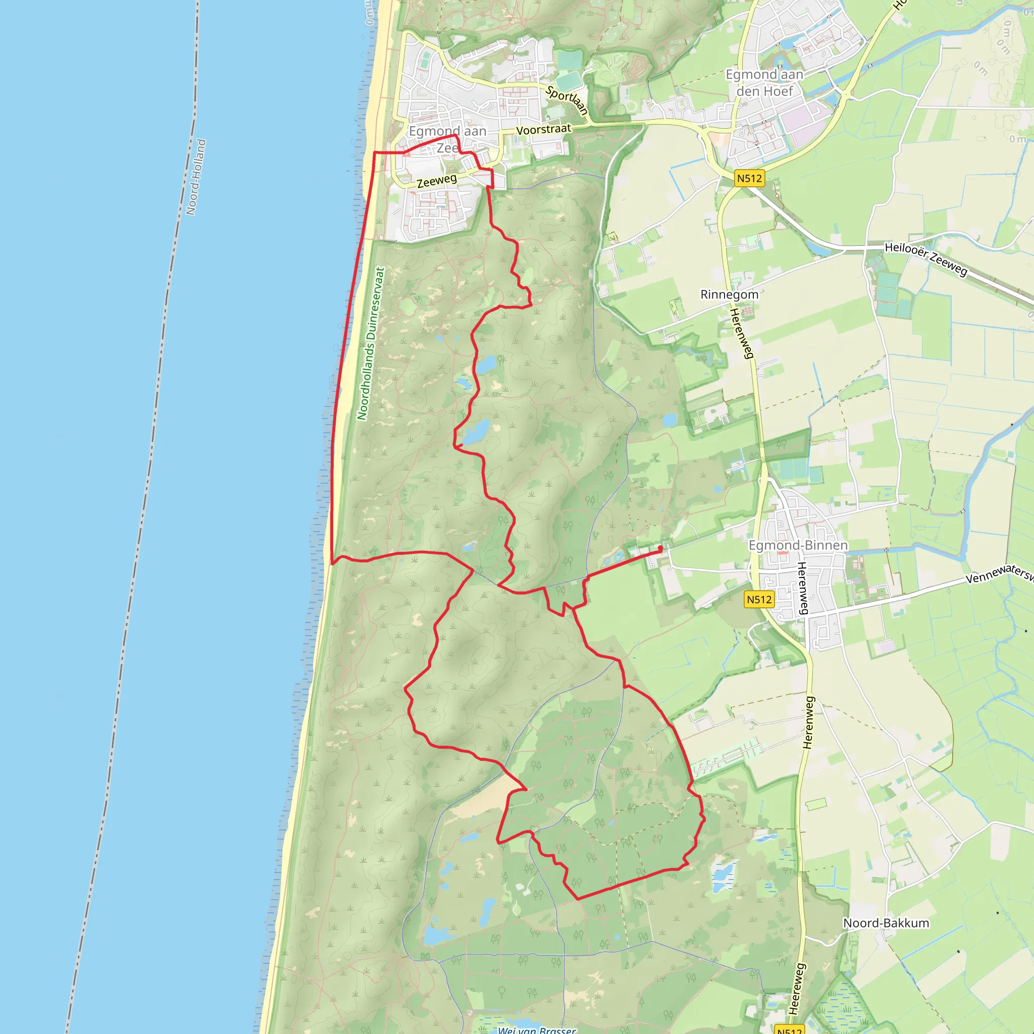Egmond Binnen via Lageweg and Westerberg mobile static map