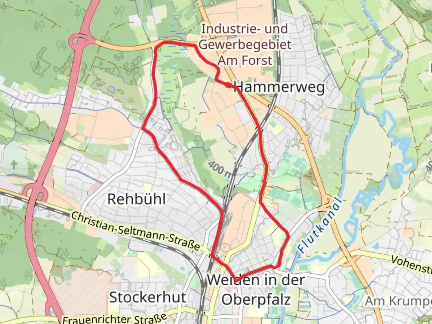 An image depicting the trail Altstadt Loop and its surrounding area.