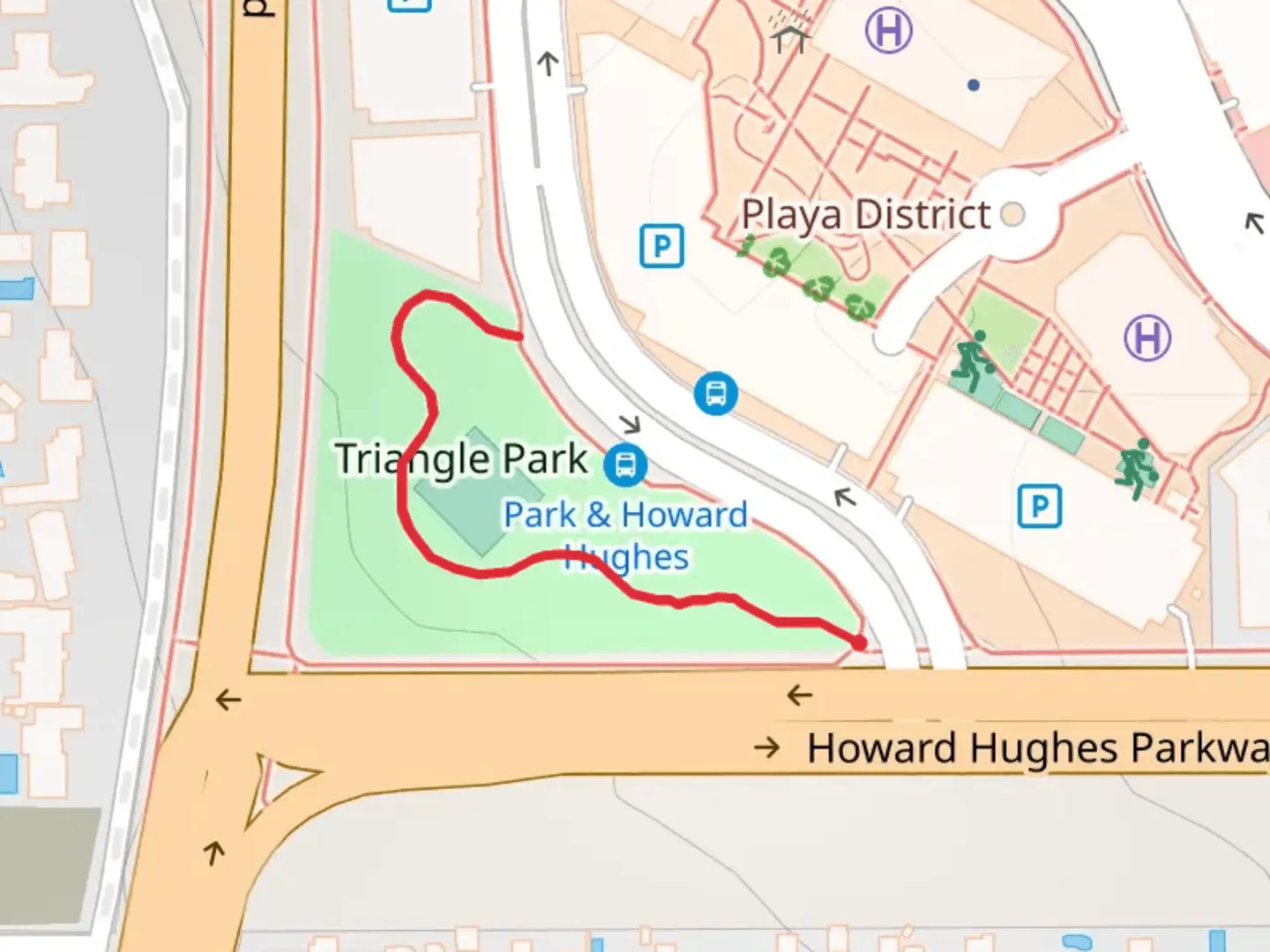 An image depicting the trail Triangle Park and its surrounding area.