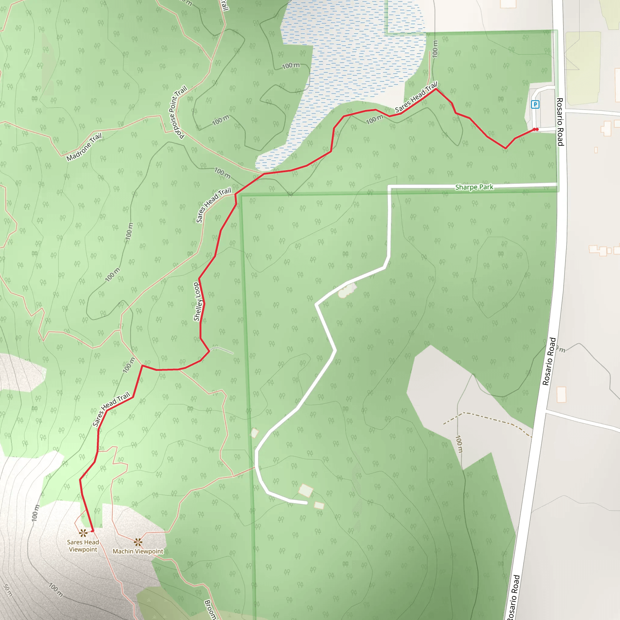 Shelley Loop and Sares Head trail mobile static map