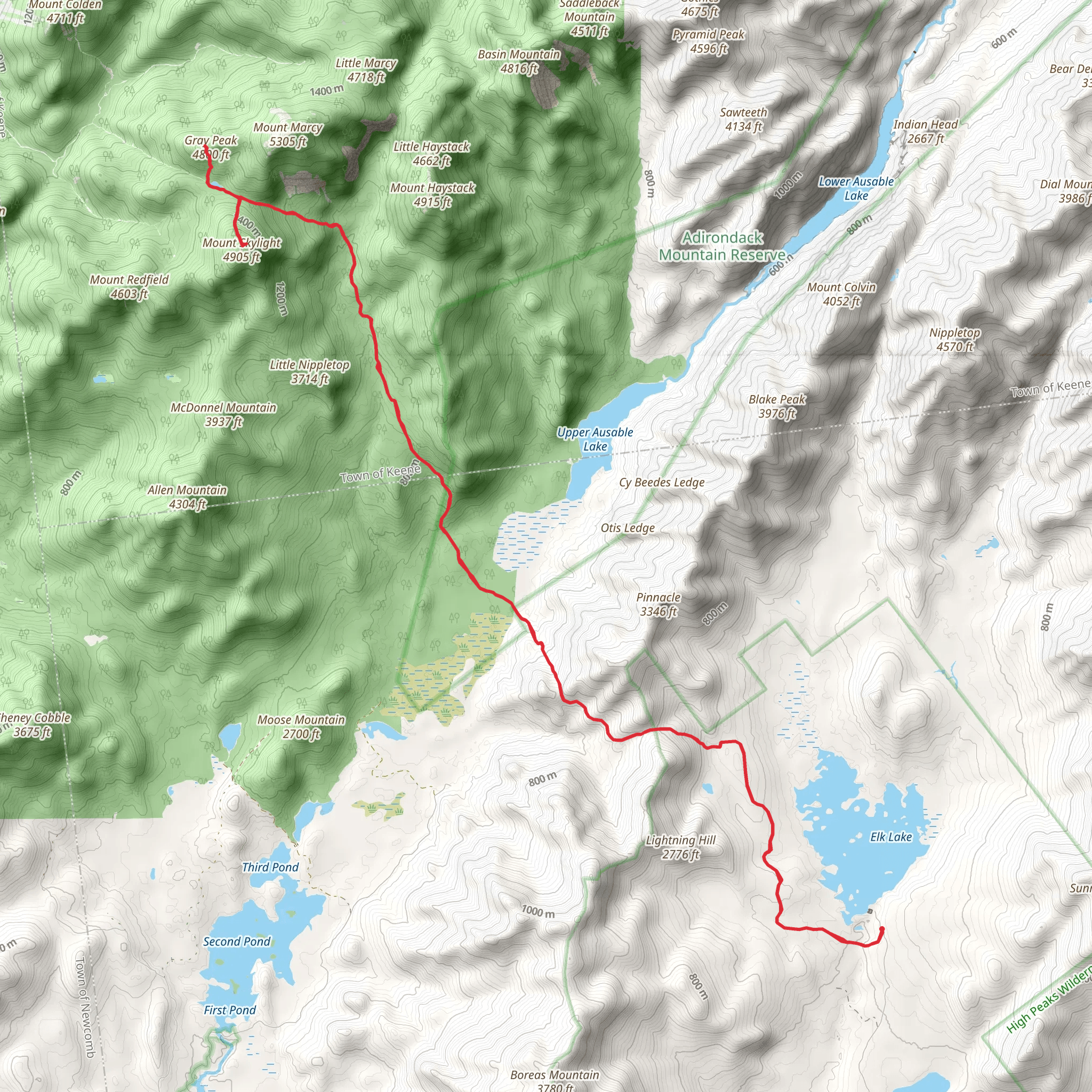 Gray Peak and Mount Skylight mobile static map