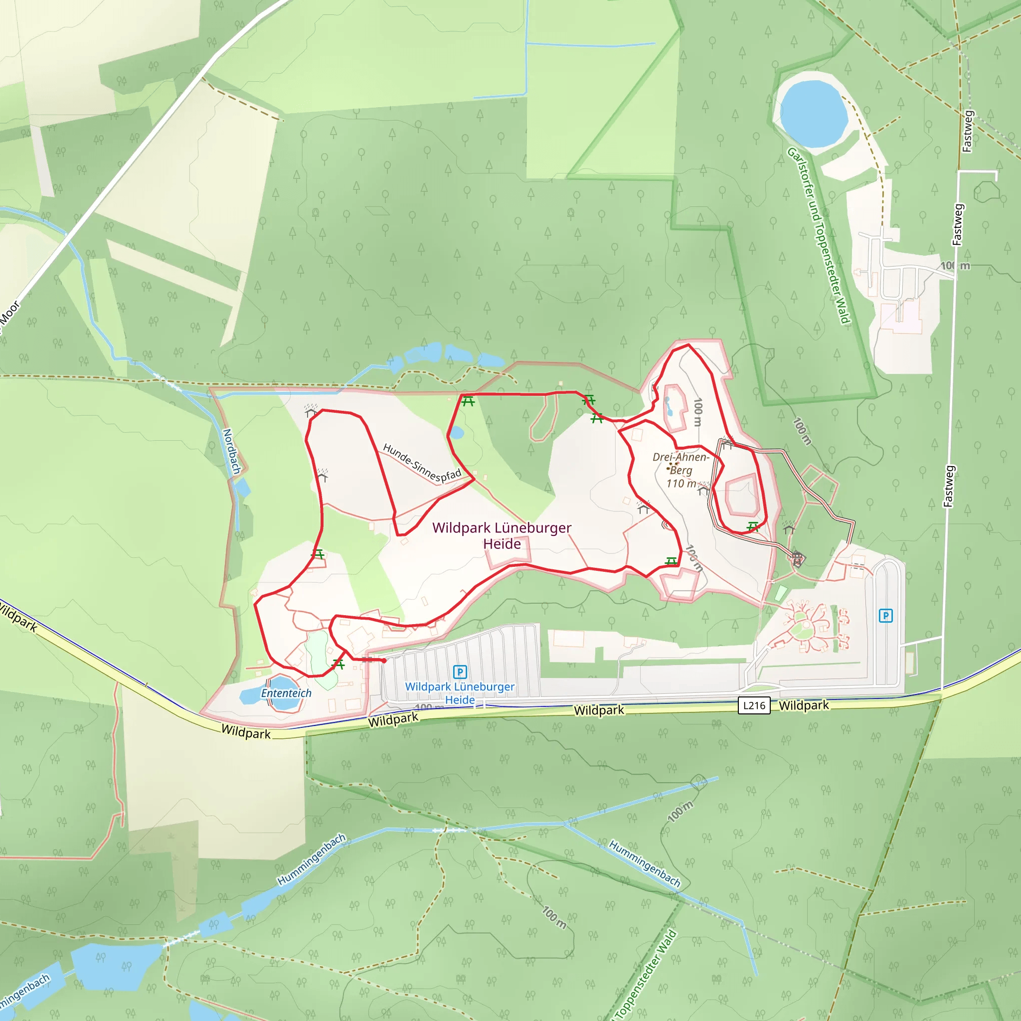 Wildpark Lüneburger Heide and Drei-Ahnen-Berg Loop mobile static map