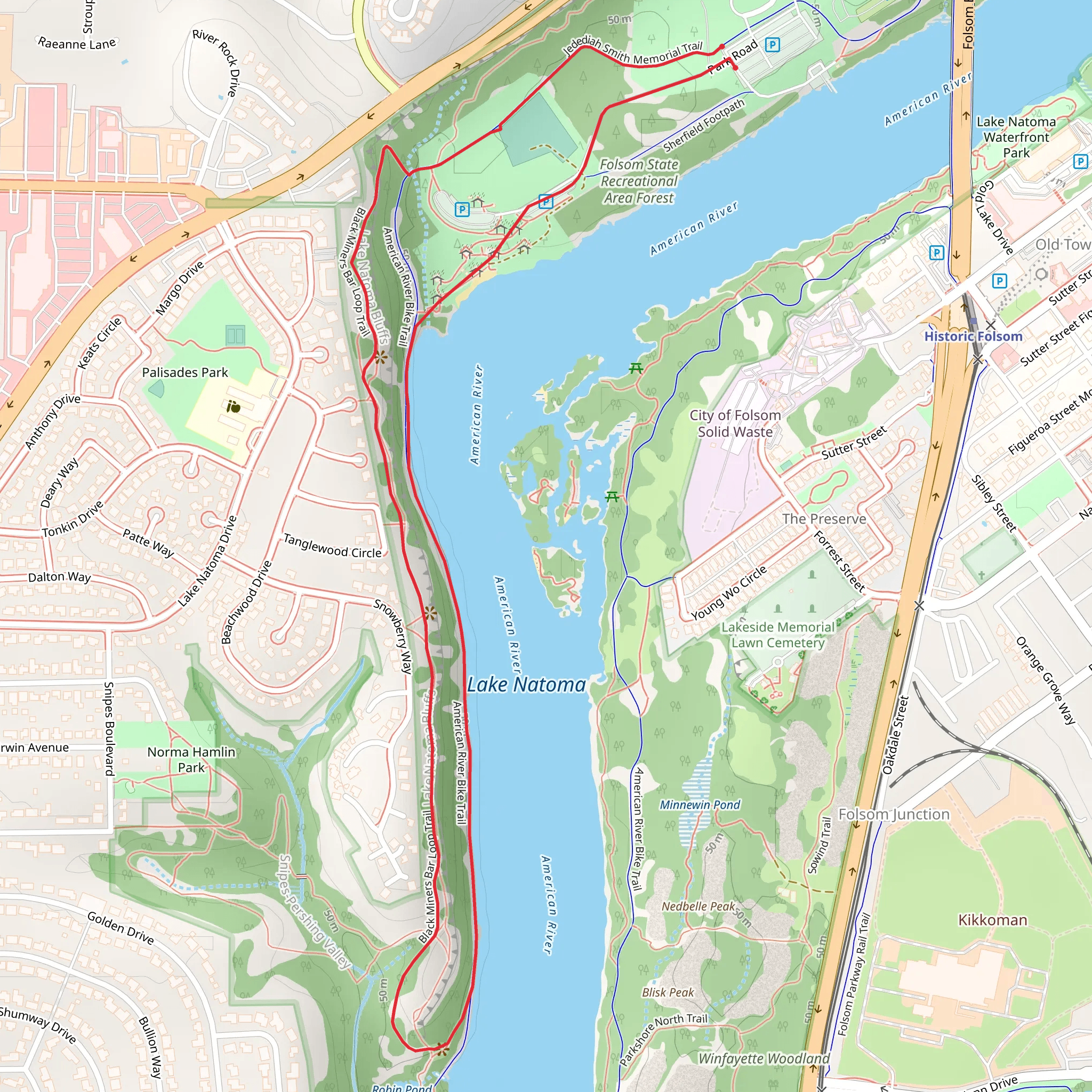 American River and Land Slide Loop mobile static map