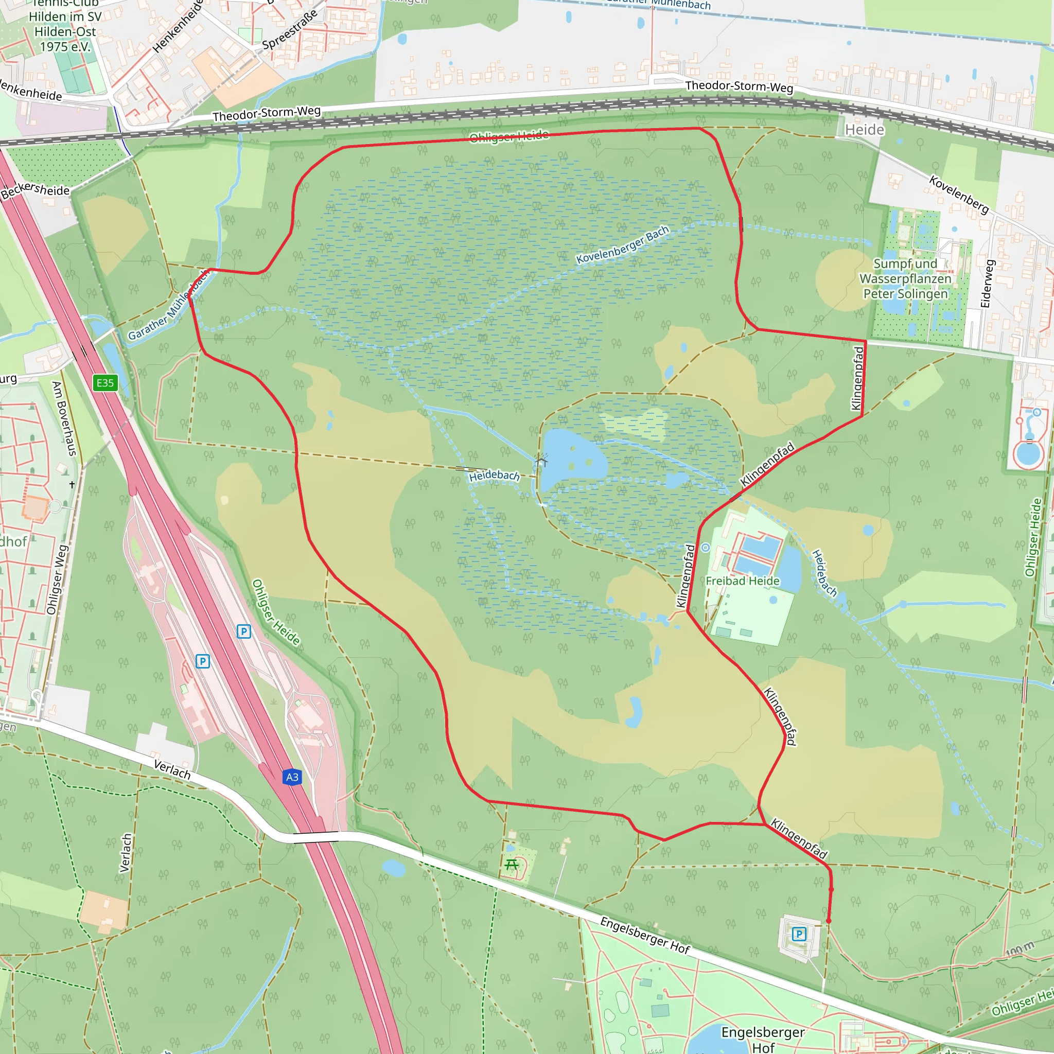 Naturschutzgebiet Ohligser Heide Loop via Neanderland Steig mobile static map