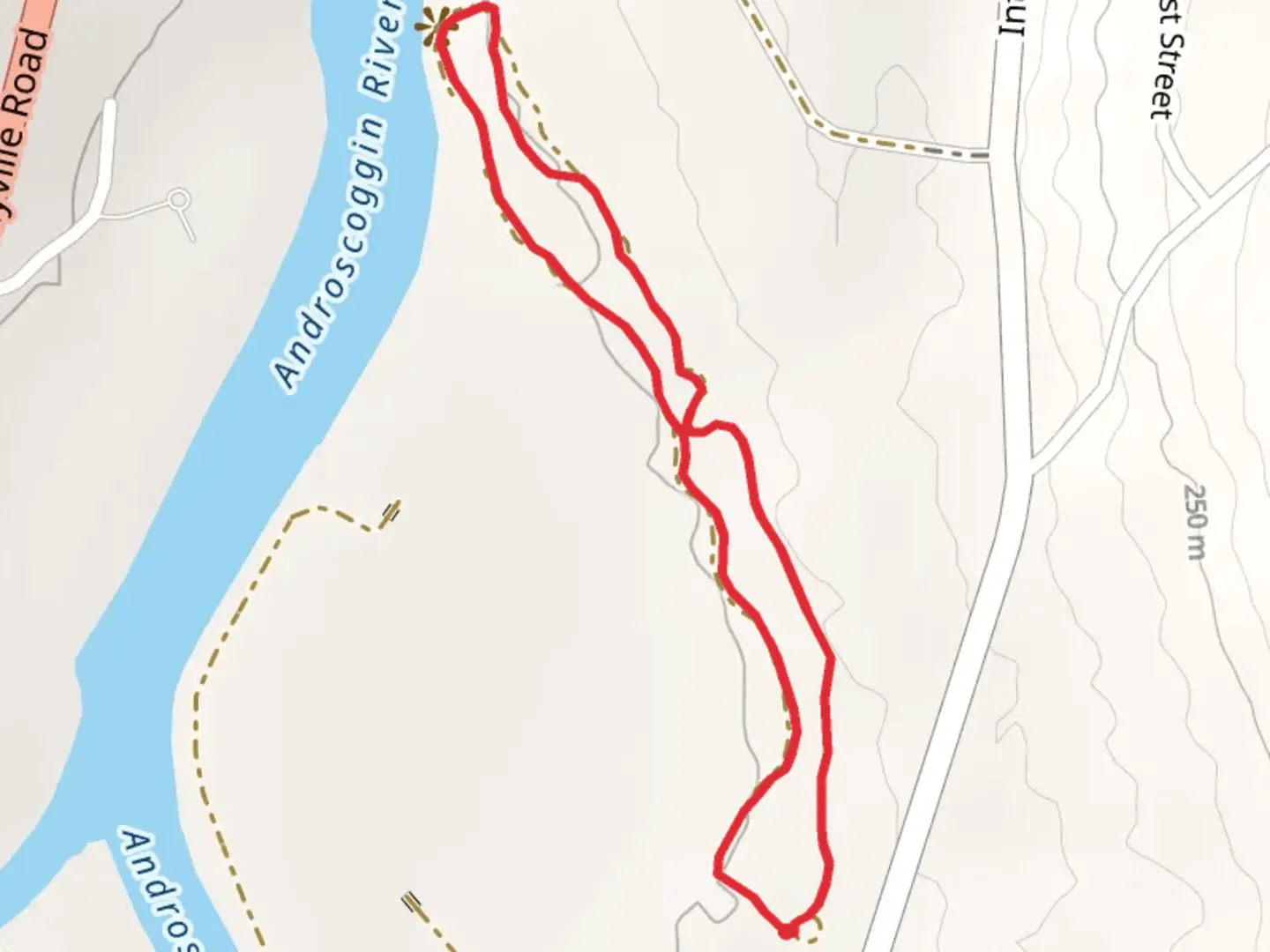 An image depicting the trail Intervale Road West Loop and its surrounding area.