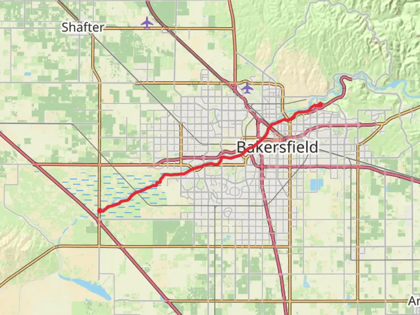 An image depicting the trail Walk along Kern River and its surrounding area.