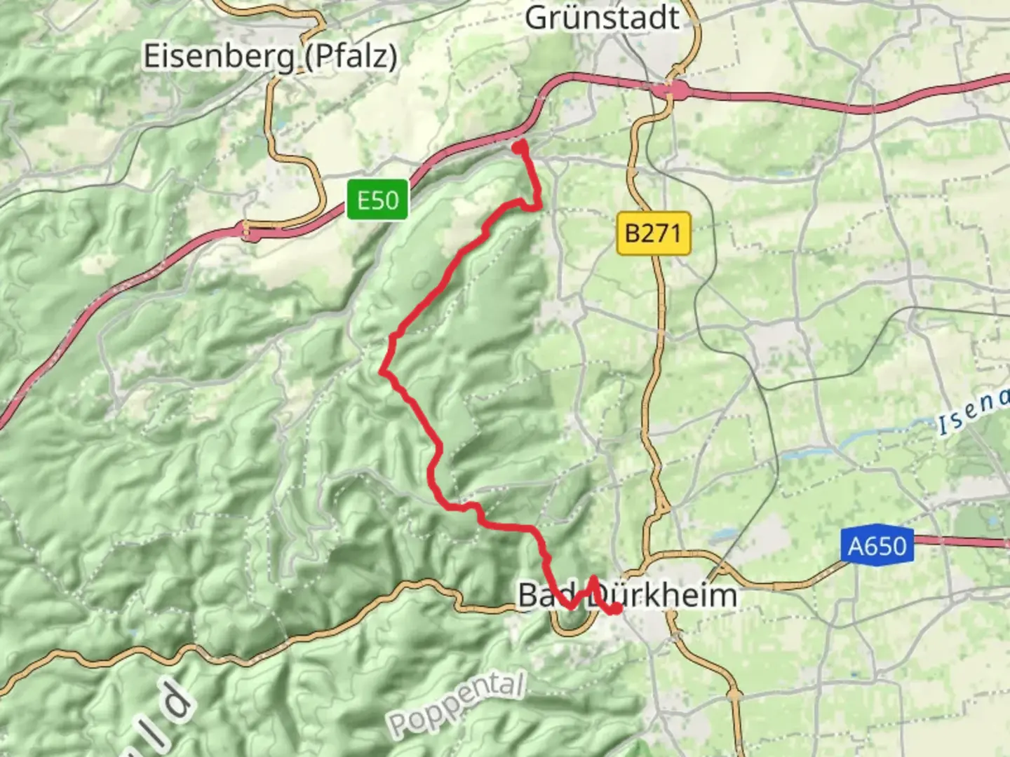 An image depicting the trail Bad Durkheim to Neuleningen Walk and its surrounding area.