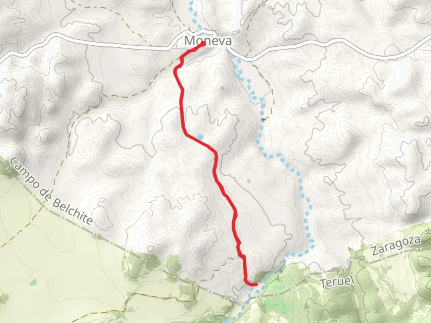 An image depicting the trail Moneva - Hermitage of Sanched PR Z 27 and its surrounding area.
