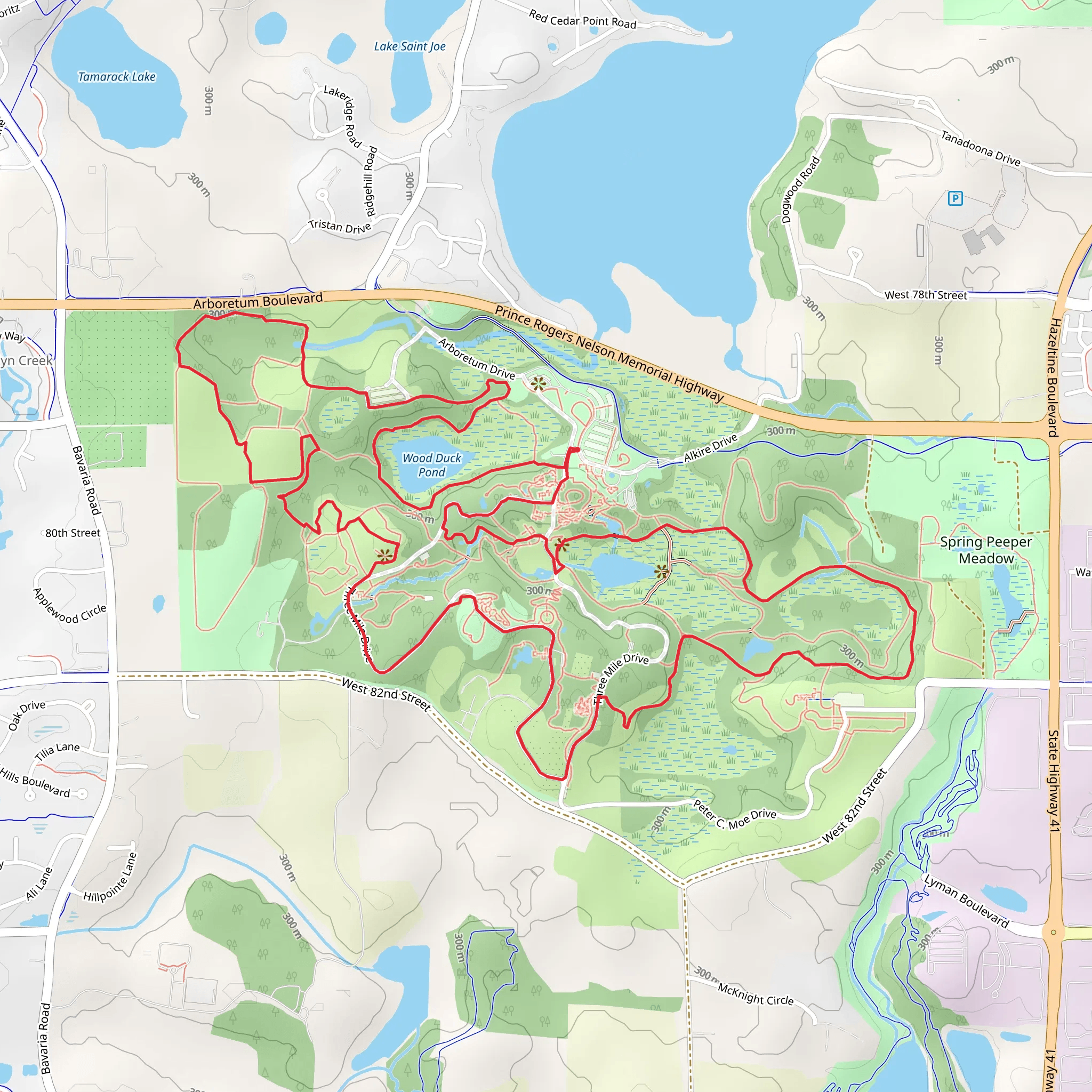 Under the Oak and Wood Dock Pond Loop mobile static map