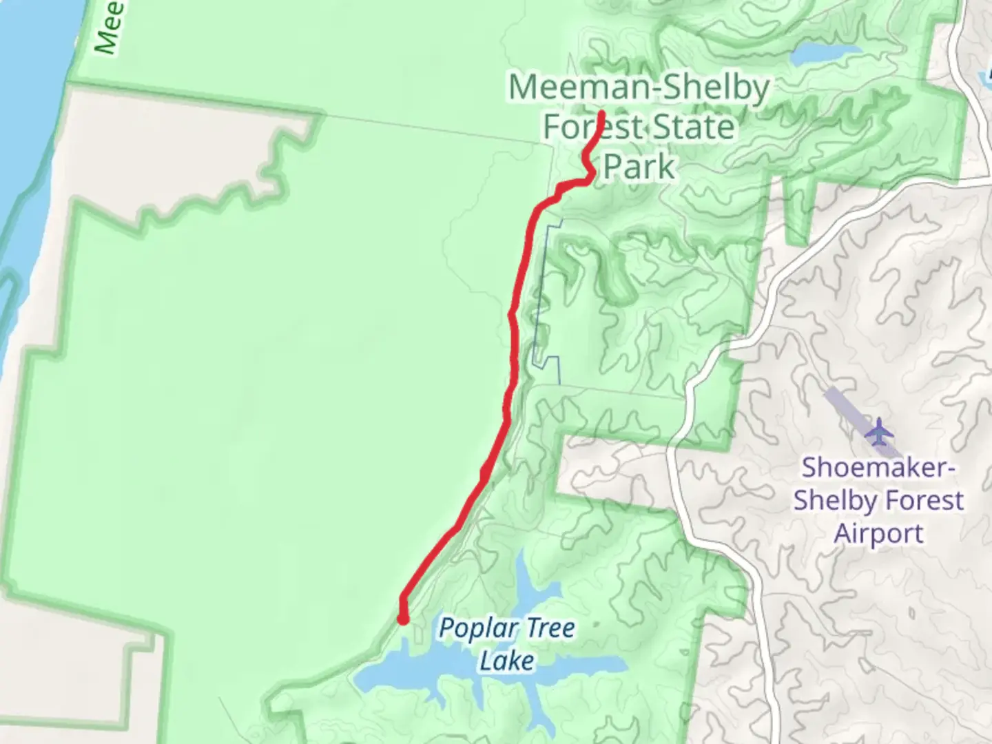 An image depicting the trail Blue Trail from Poplar Tree Lake and its surrounding area.