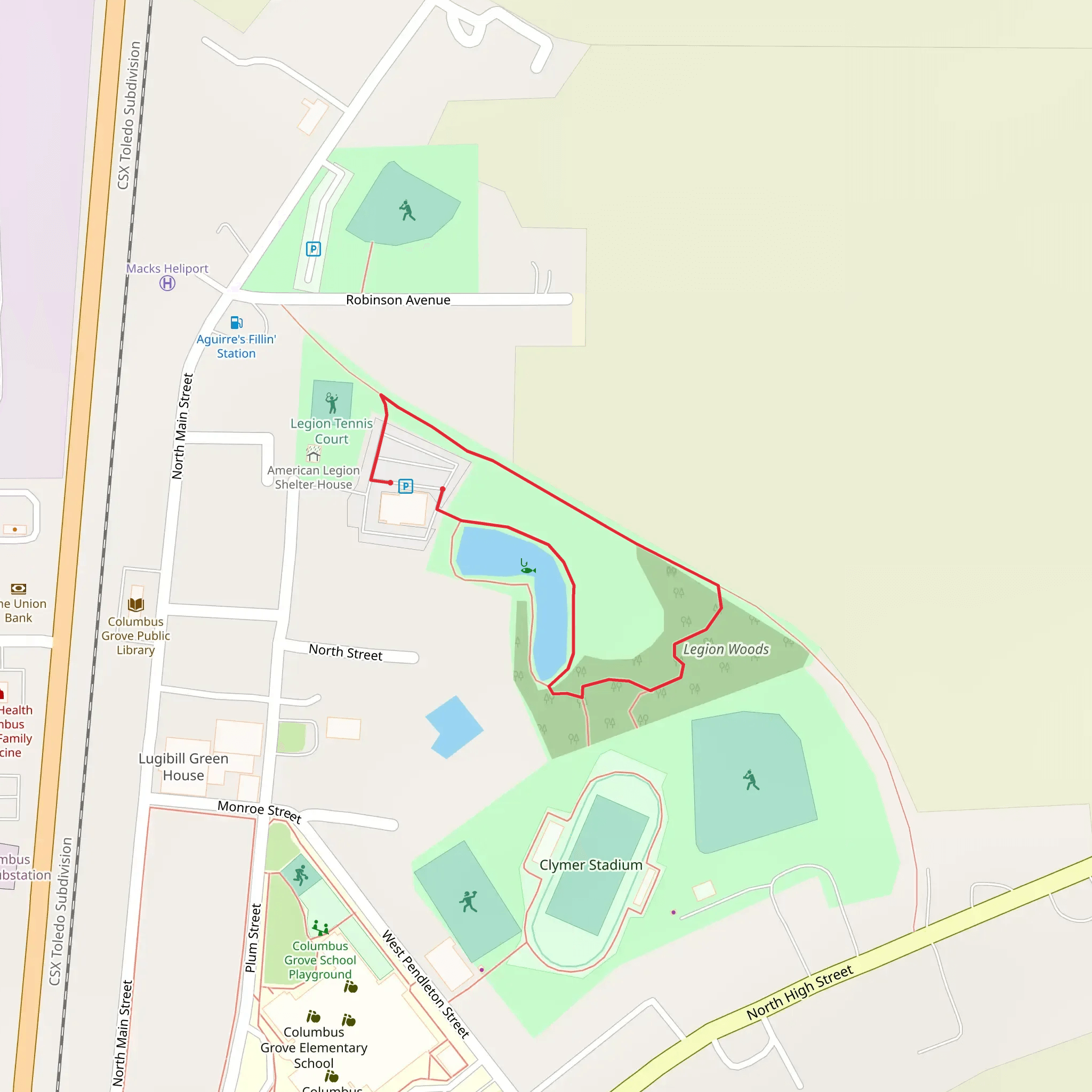 The American Legion Pond and Legion Woods Loop mobile static map