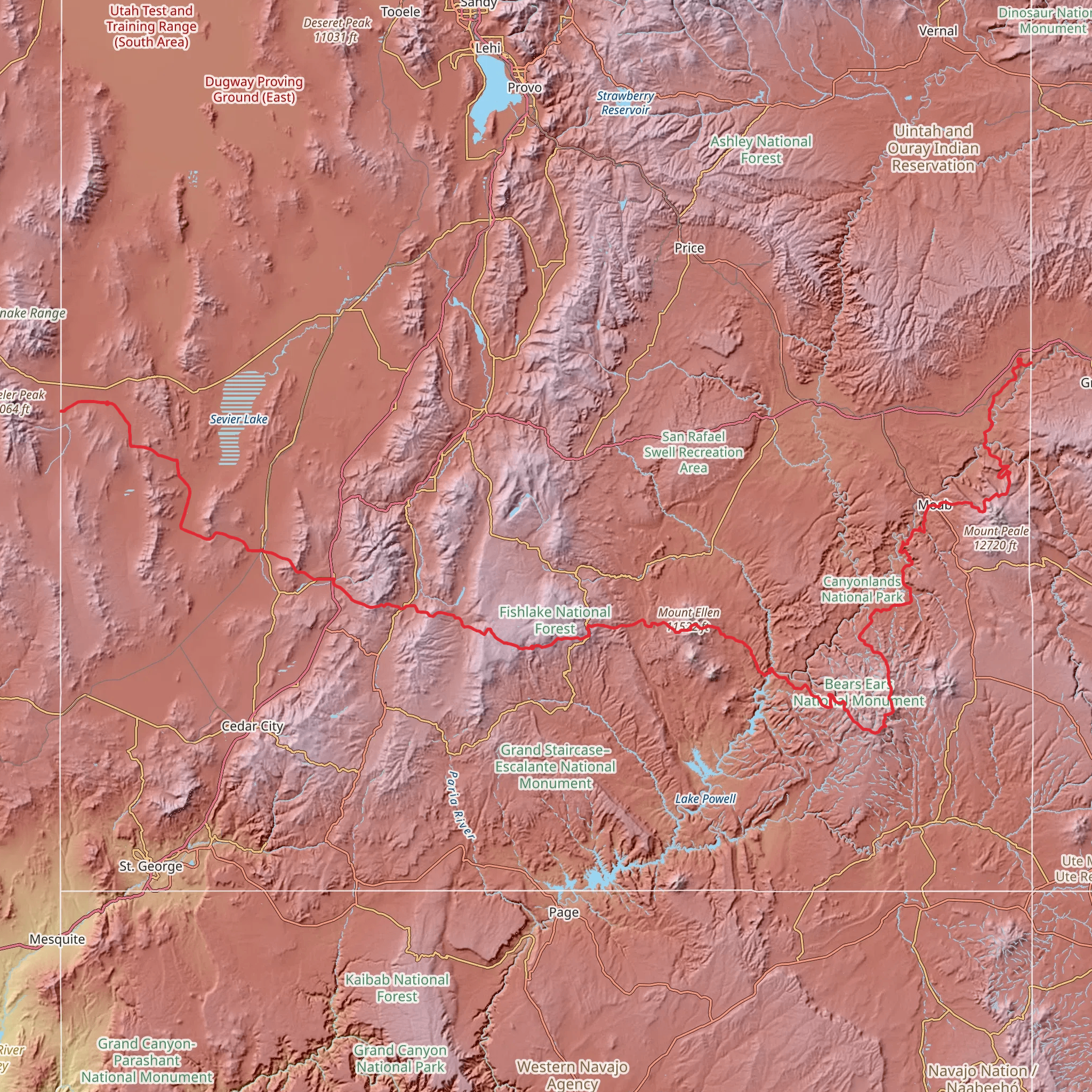 American Discovery Trail - Utah mobile static map