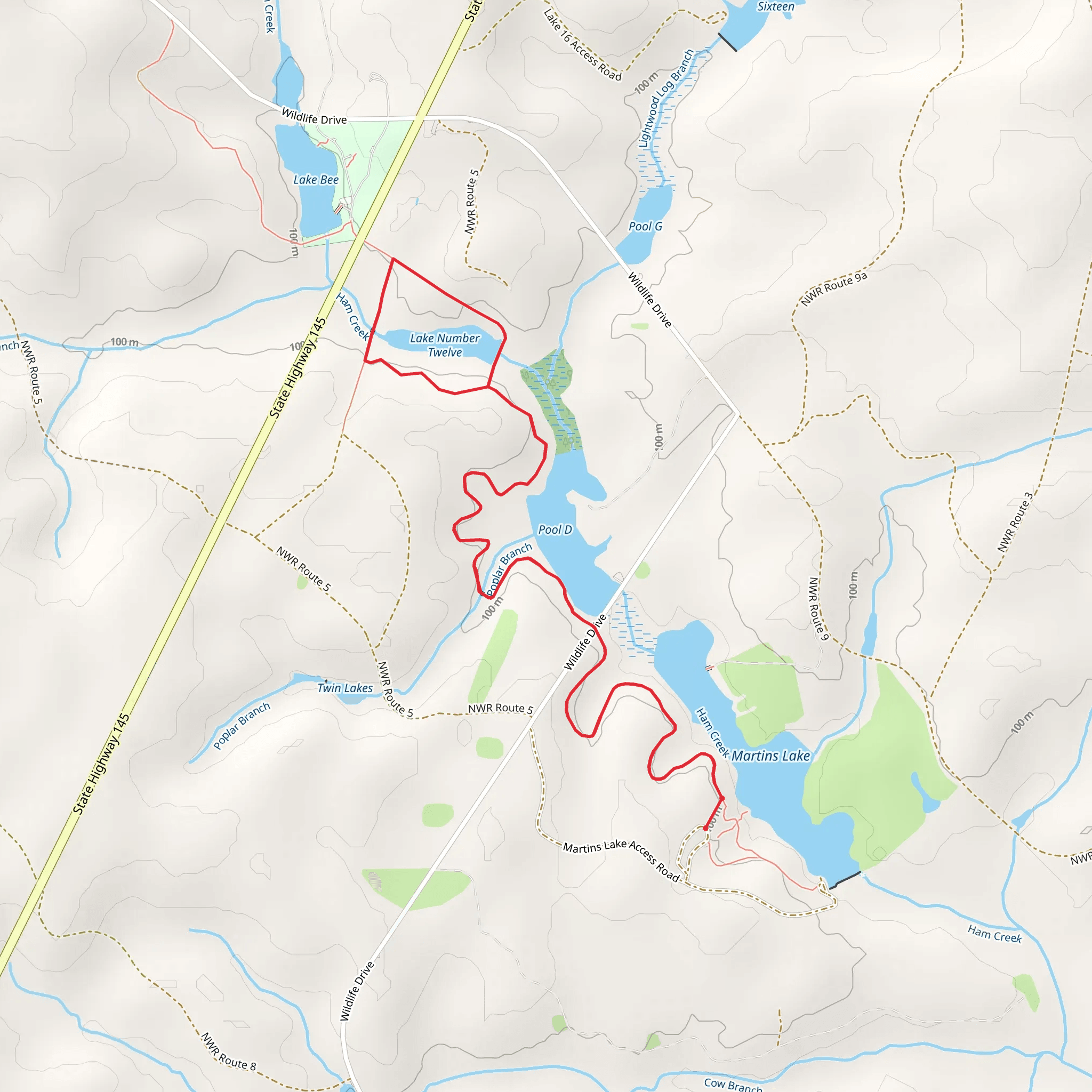 Lake Number 12 Loop via Tates Trail mobile static map