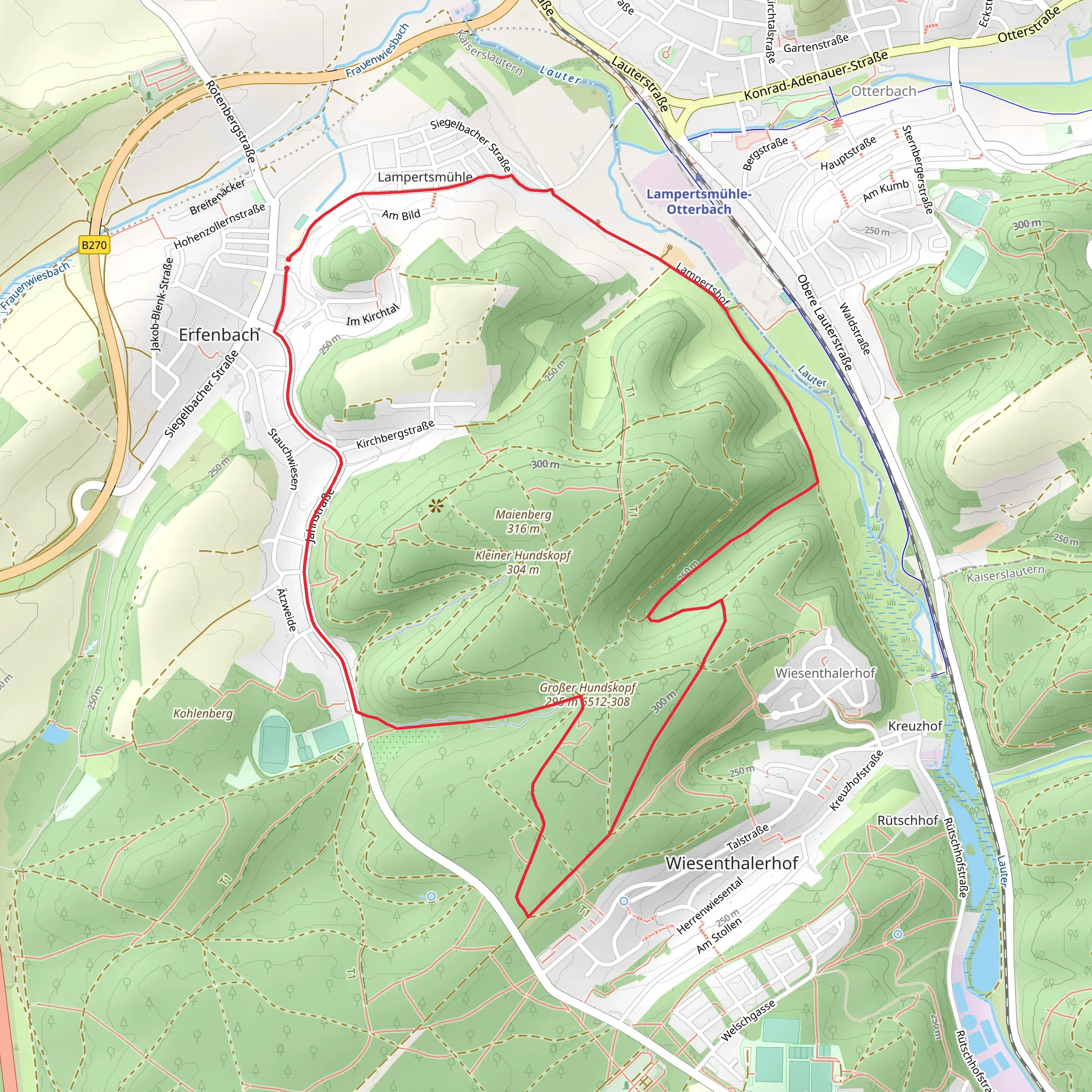 Waldlaufparcours Kaiserslautern Rot mobile static map