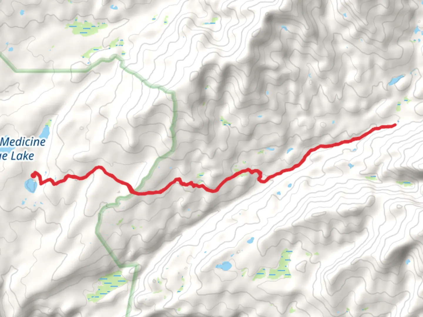 An image depicting the trail North High Park and Solitude Trail - Lower Paint Rock Lake and its surrounding area.