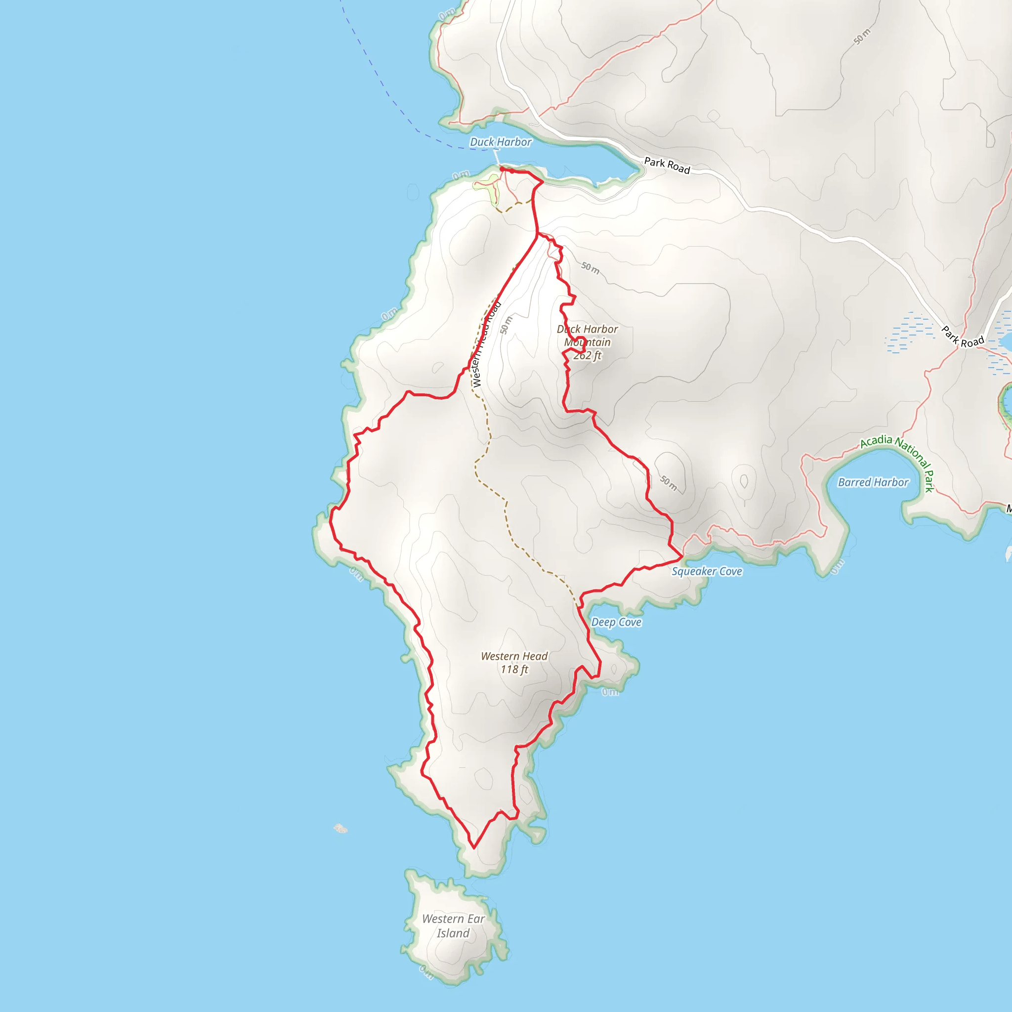 Duck Harbor Mountain and Western Head Loop mobile static map