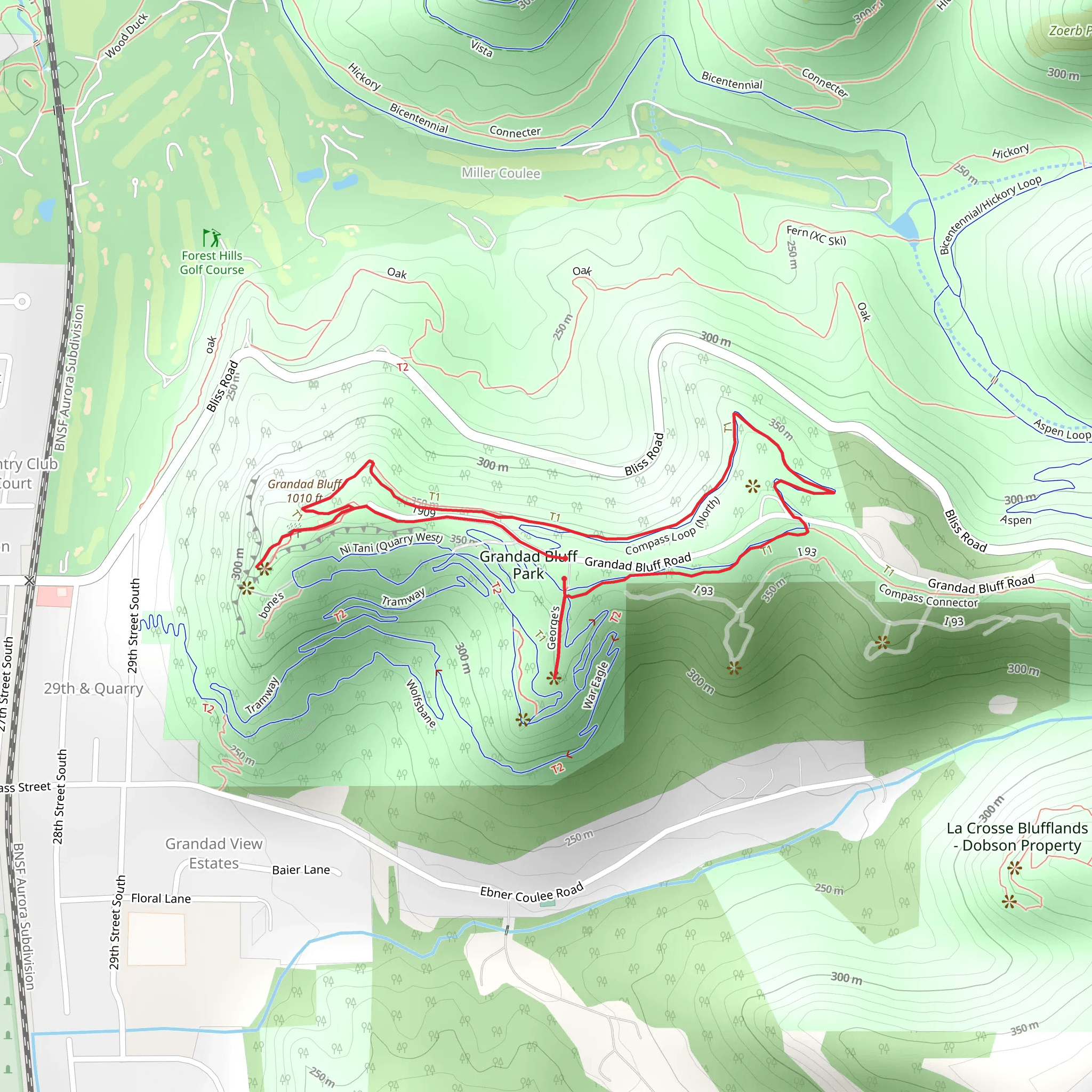 Compass - South and Grandad Bluff Loop mobile static map