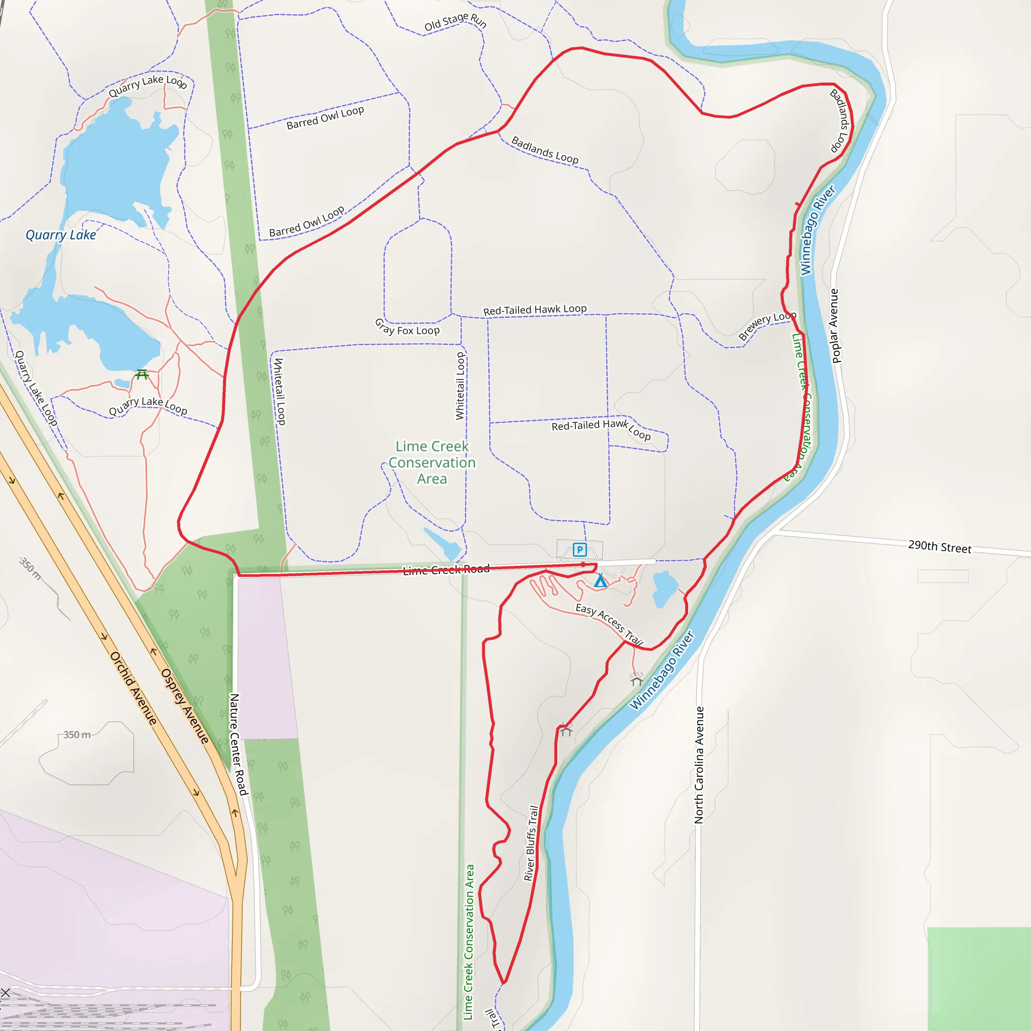 Lime Creek Conservation Area Loop mobile static map