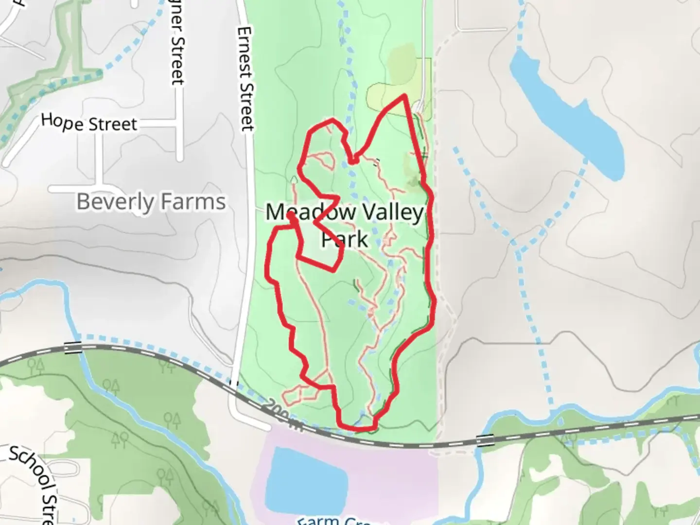 An image depicting the trail Meadow Valley Park Loop and its surrounding area.