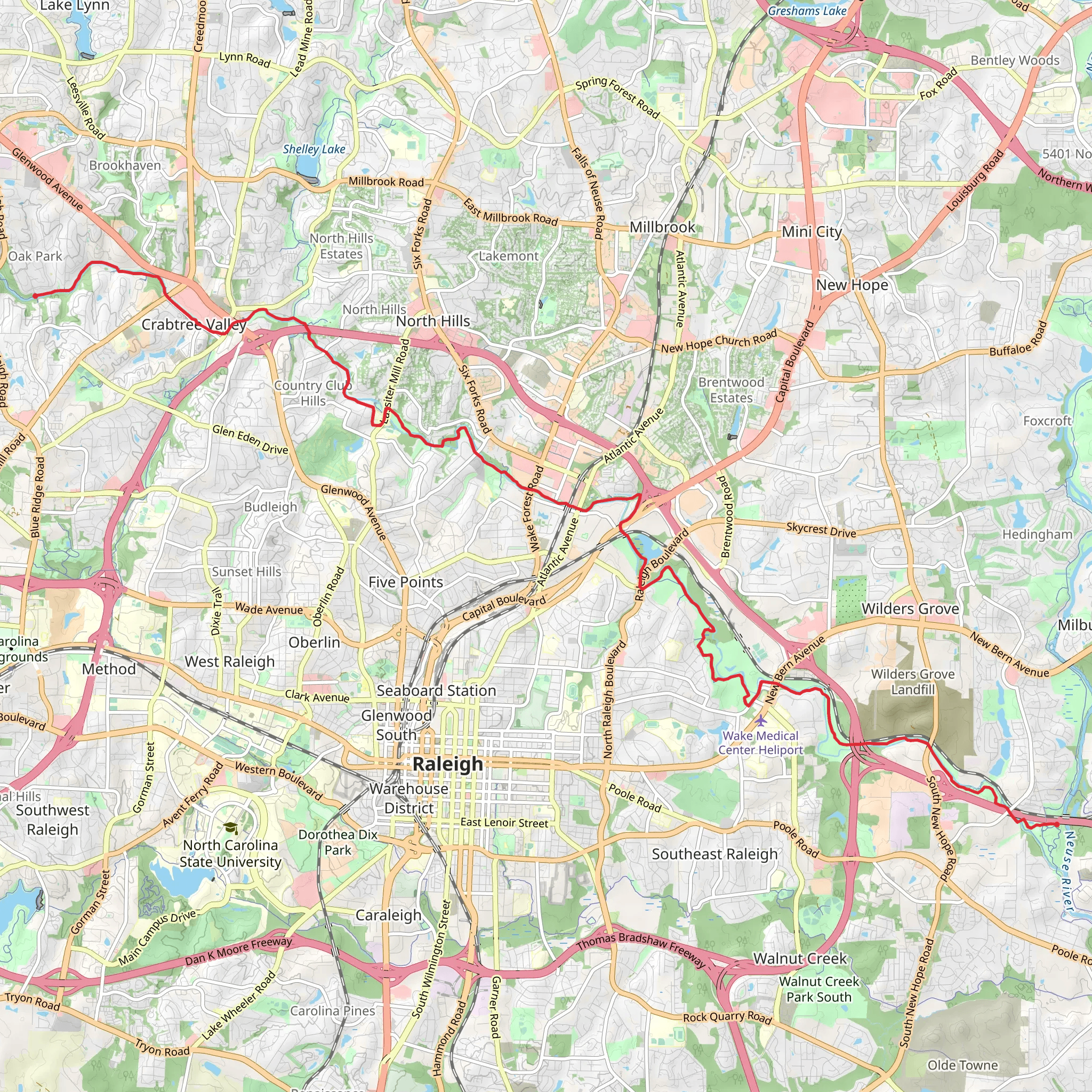 Crabtree Creek Trail mobile static map