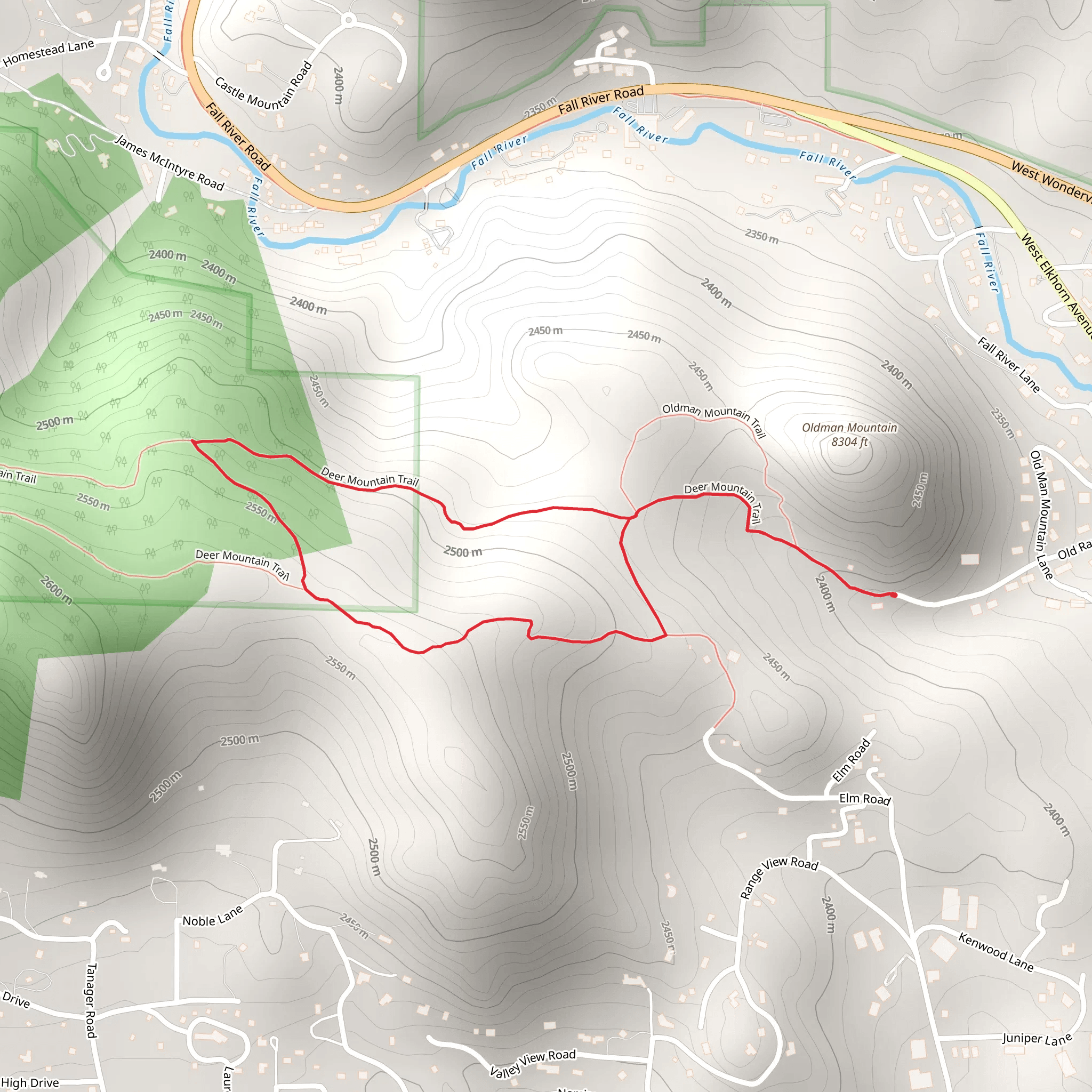 Deer Mountain Loop Trail mobile static map