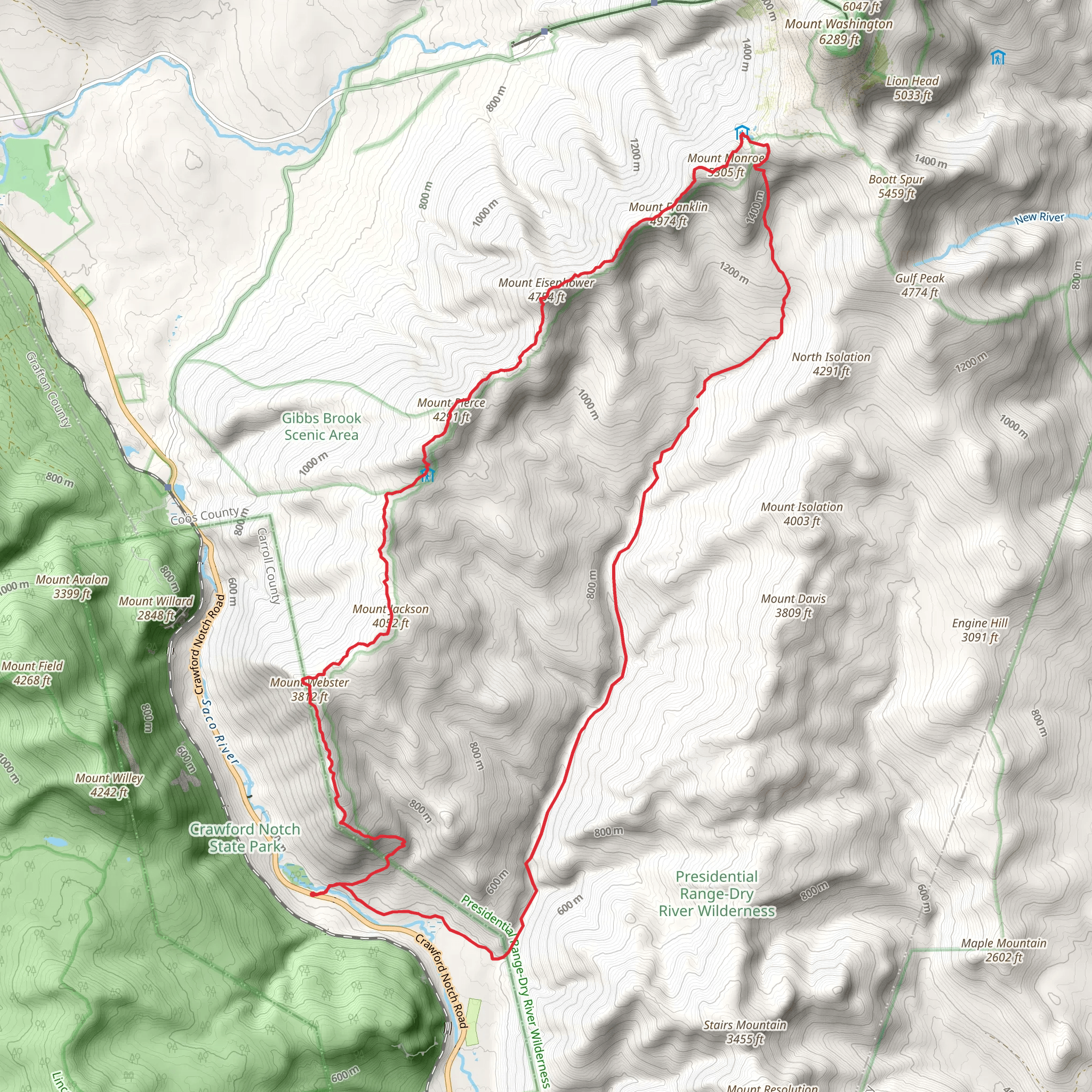 Southern Presidential Loop mobile static map