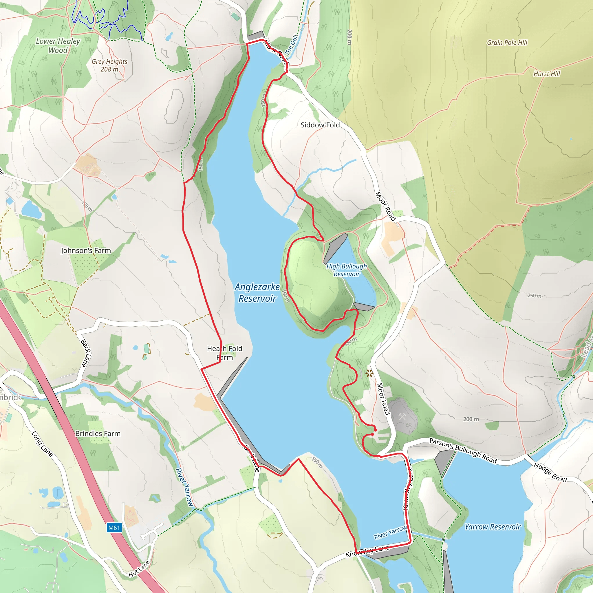 Anglezarke Reservoir Shore Walk mobile static map