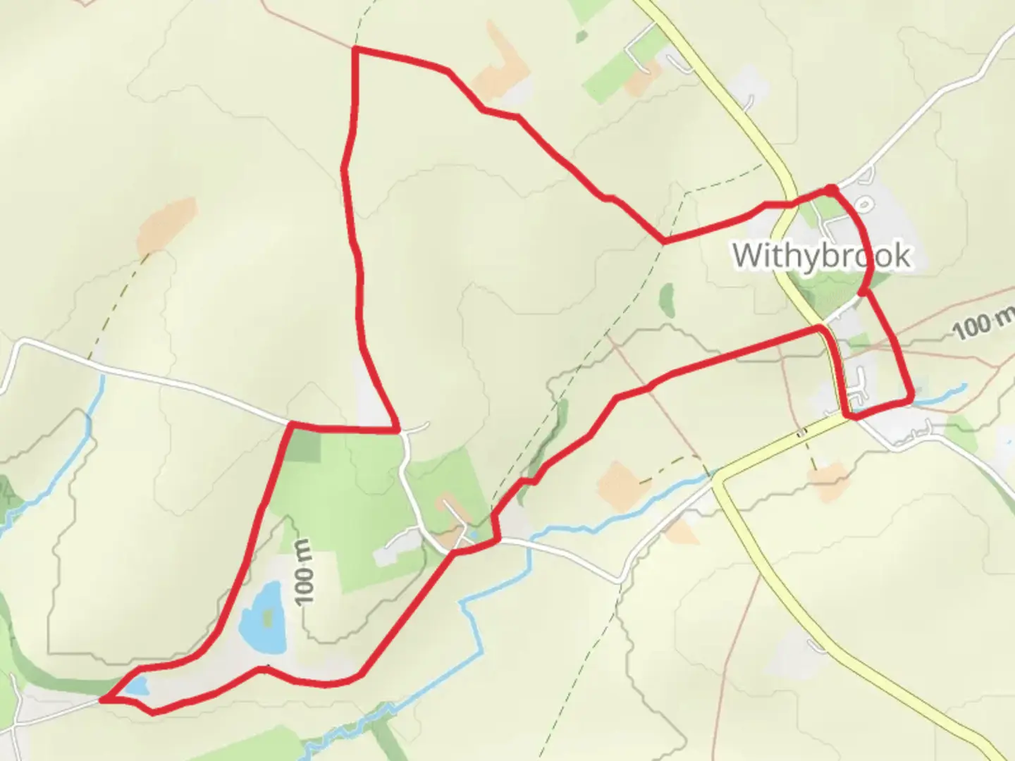 An image depicting the trail Withybrook Loop and its surrounding area.
