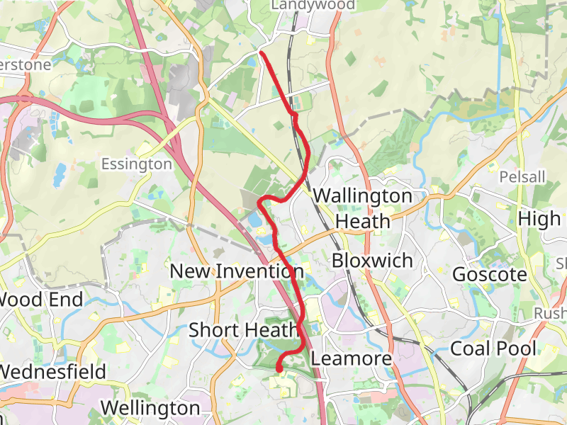 Bloxwich to Landywood Walk mobile static map