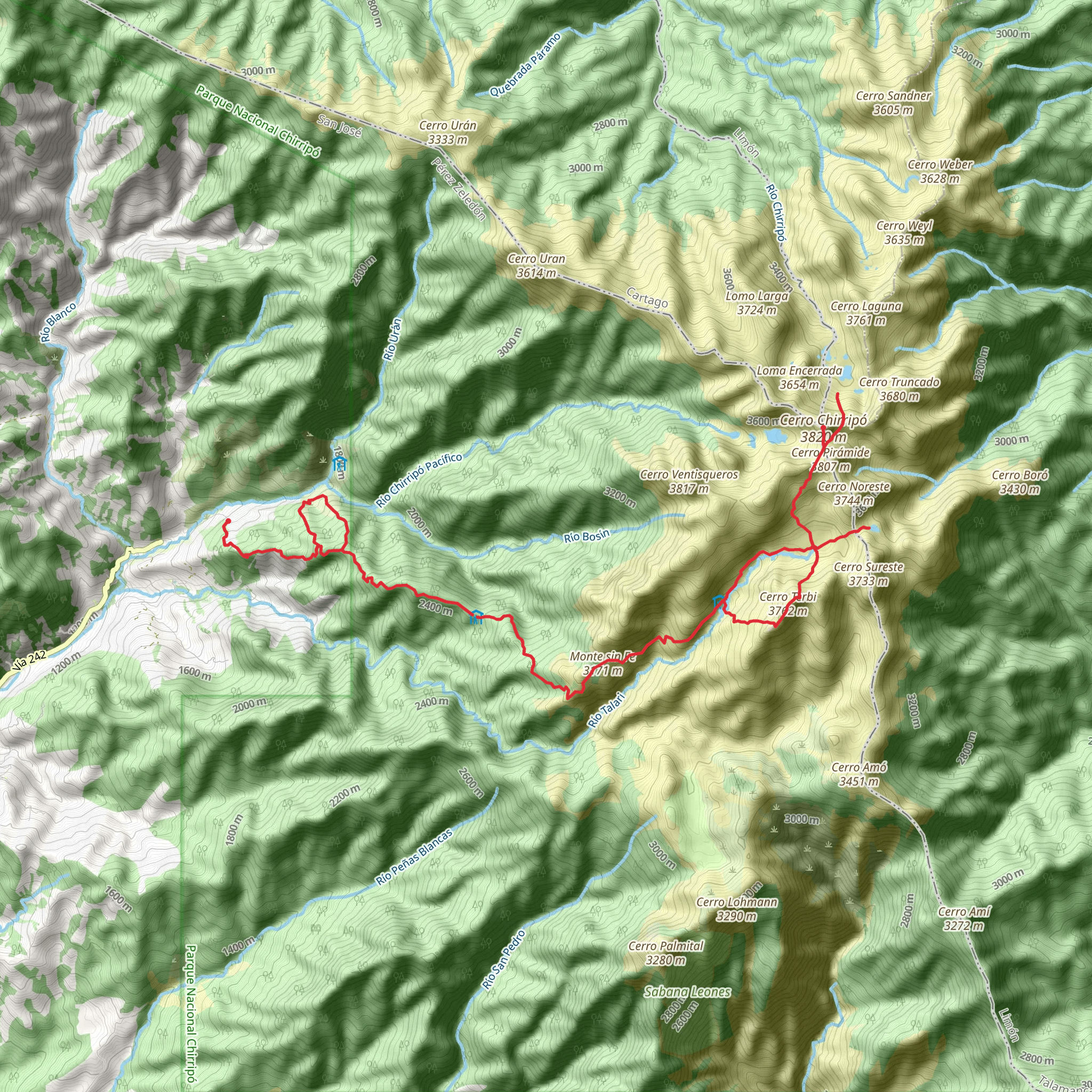Cerro Chirripo mobile static map