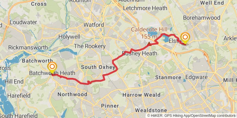 Hertfordshire Border from Chorleywood stage 13 Map