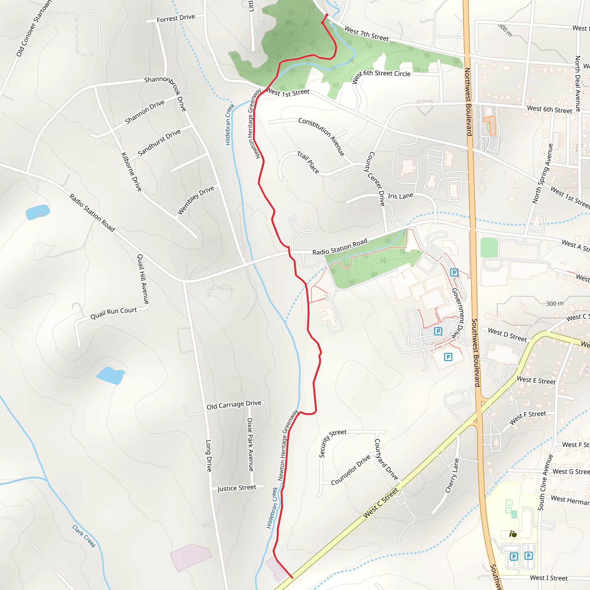 Newton Heritage Greenway mobile static map