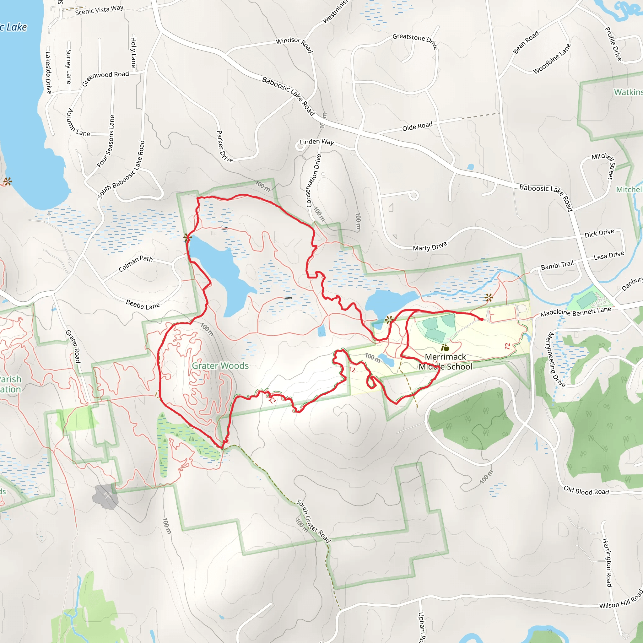 Red Maple Trail, Beaver Pond and Skyline Trail Loop mobile static map