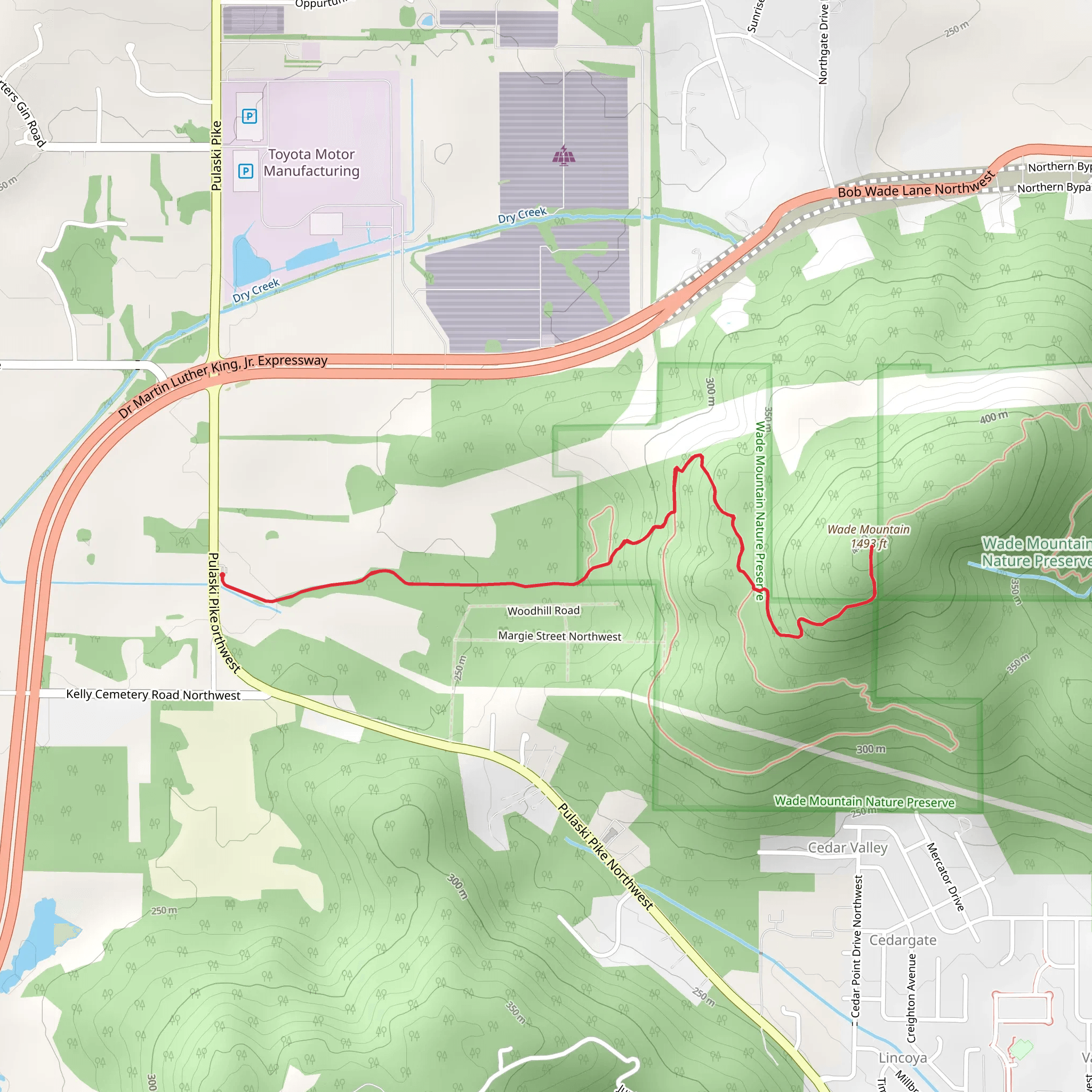 Wade Mountain via Wade Mountain Greenway mobile static map