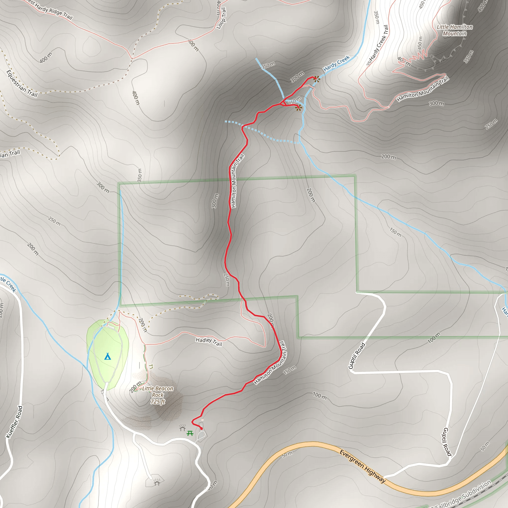 Hamilton Mountain Trail mobile static map