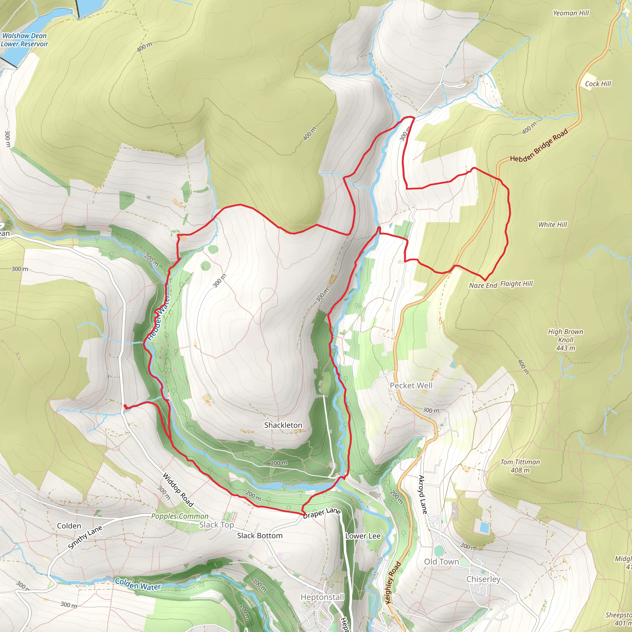 Lumb Falls, Gibson Mills, Naze Hill and Baby House Hill Loop mobile static map