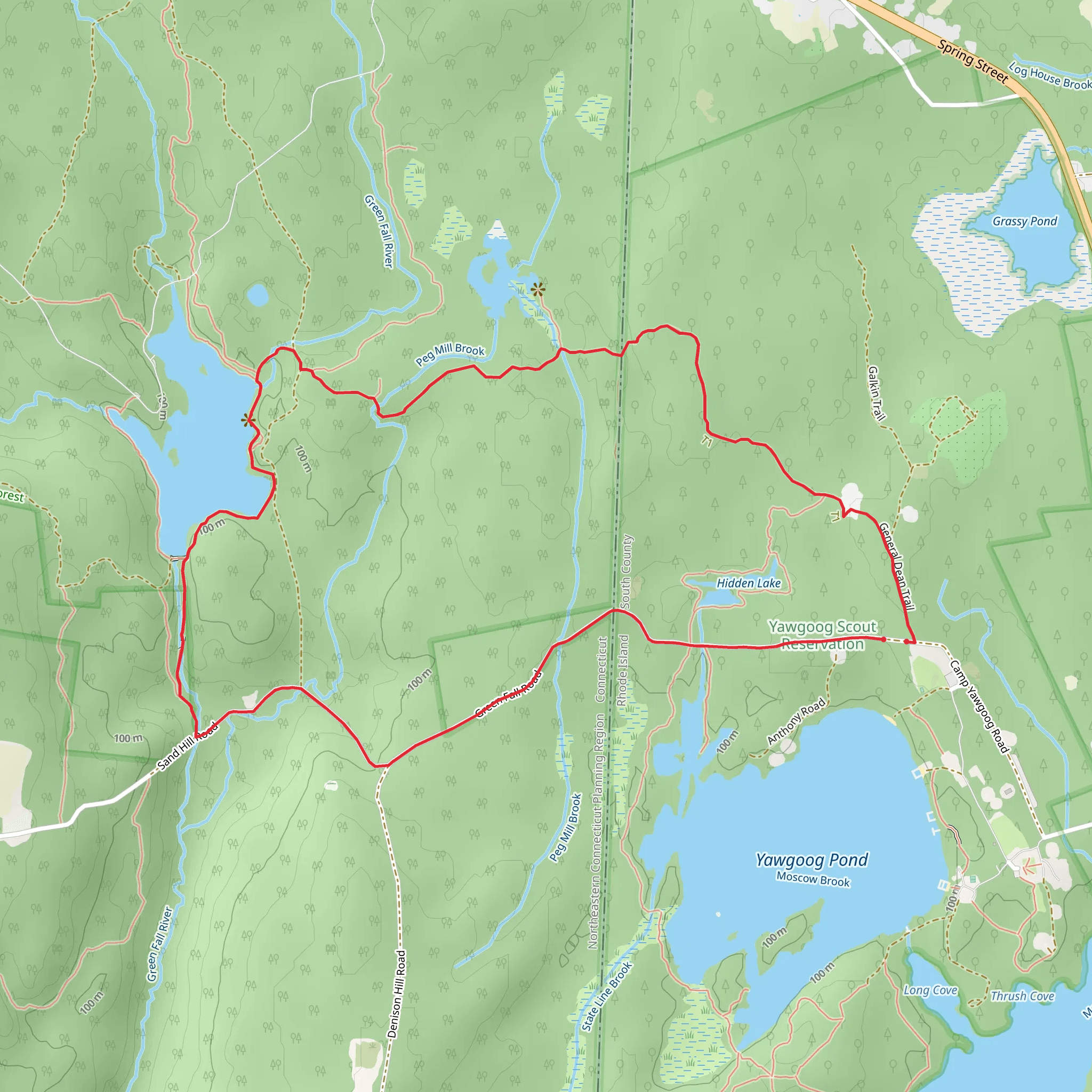 Freeman, Narragansett and Sand Hill Road Loop Trail mobile static map
